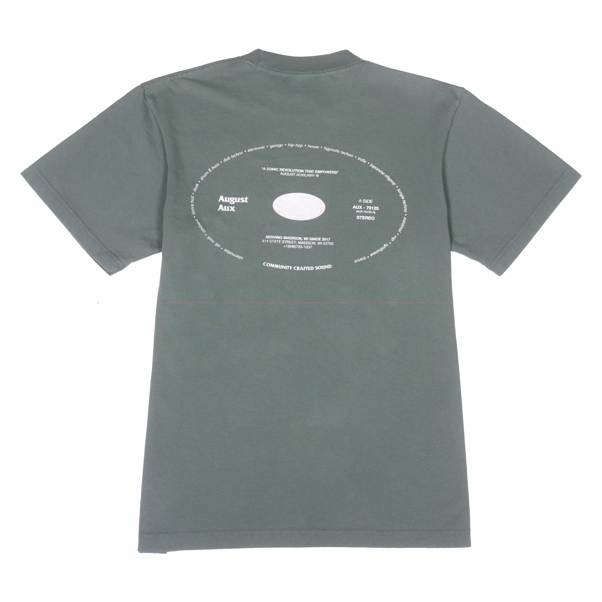 August "August Aux" 7.5oz Heavyweight T-Shirt (Vintage Green) - Image 2