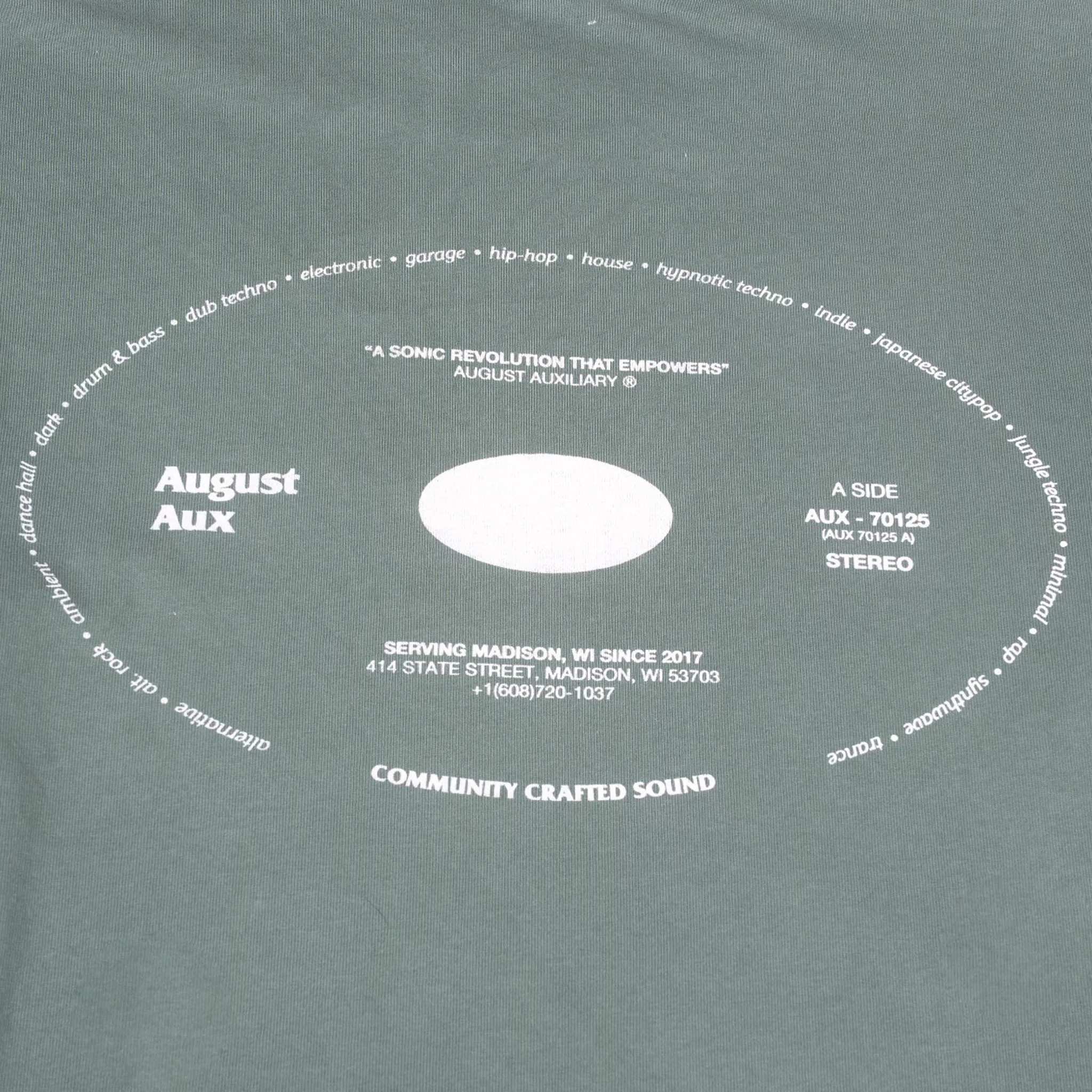 August "August Aux" 7.5oz Heavyweight T-Shirt (Vintage Green) - Image 4