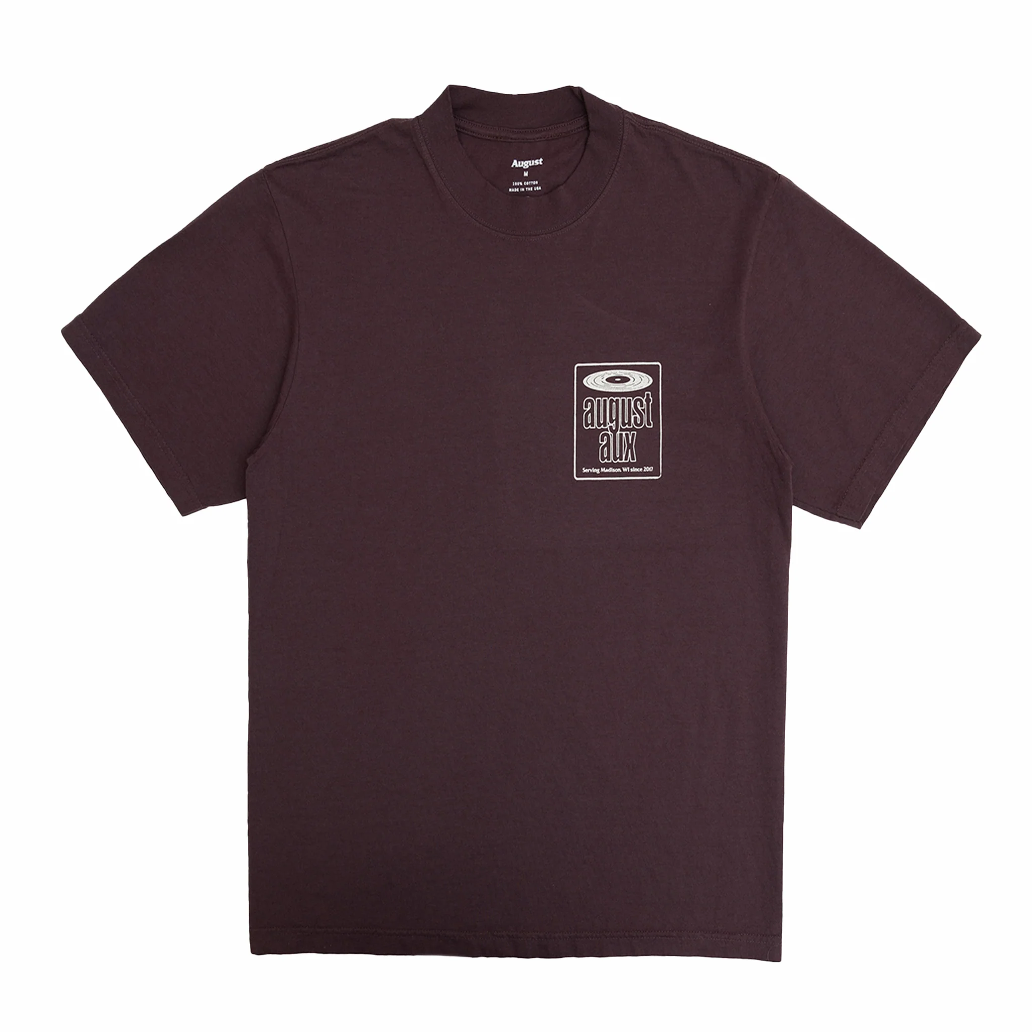 August "August Aux" 7.5oz Heavyweight T-Shirt (Wine)