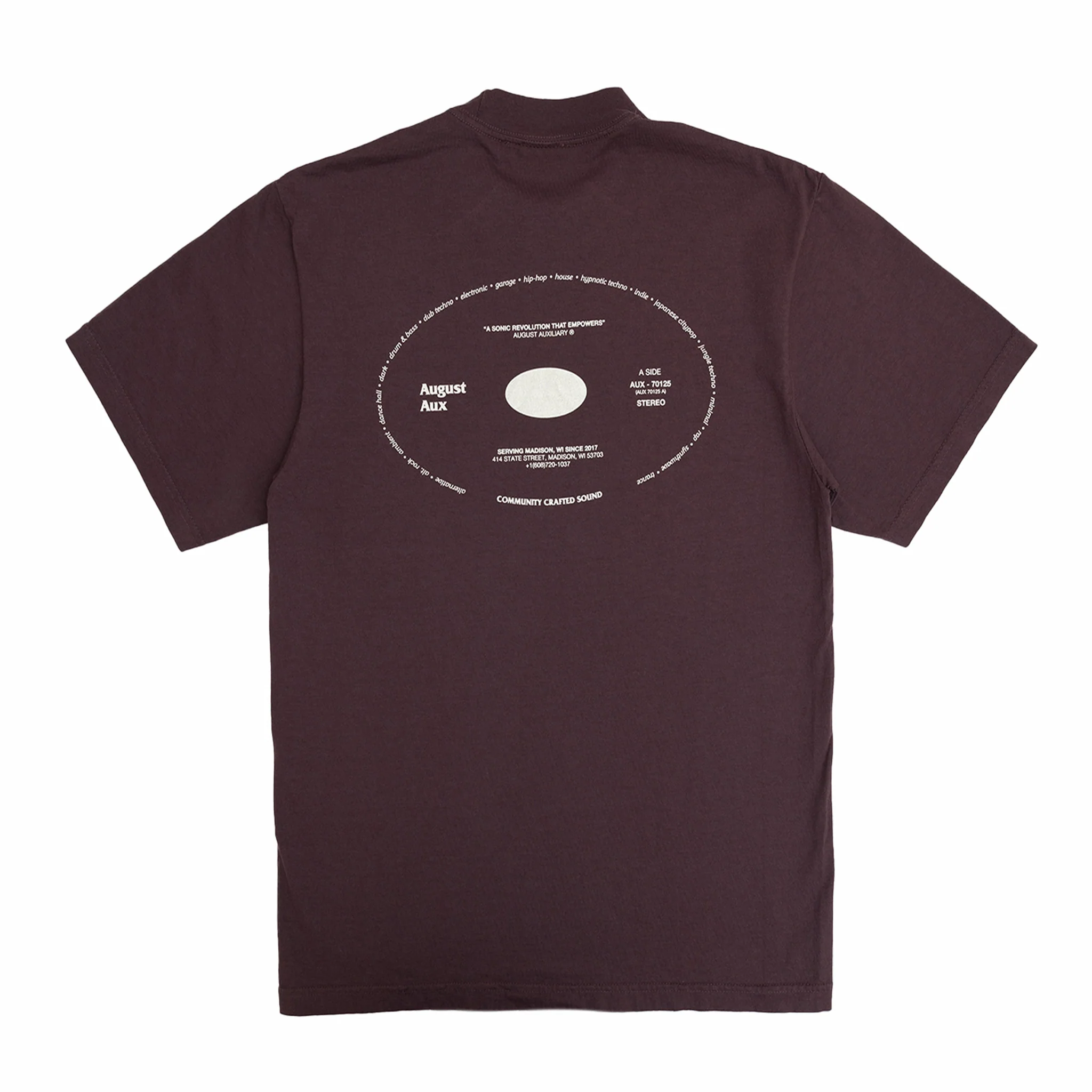 August "August Aux" 7.5oz Heavyweight T-Shirt (Wine) - Image 2