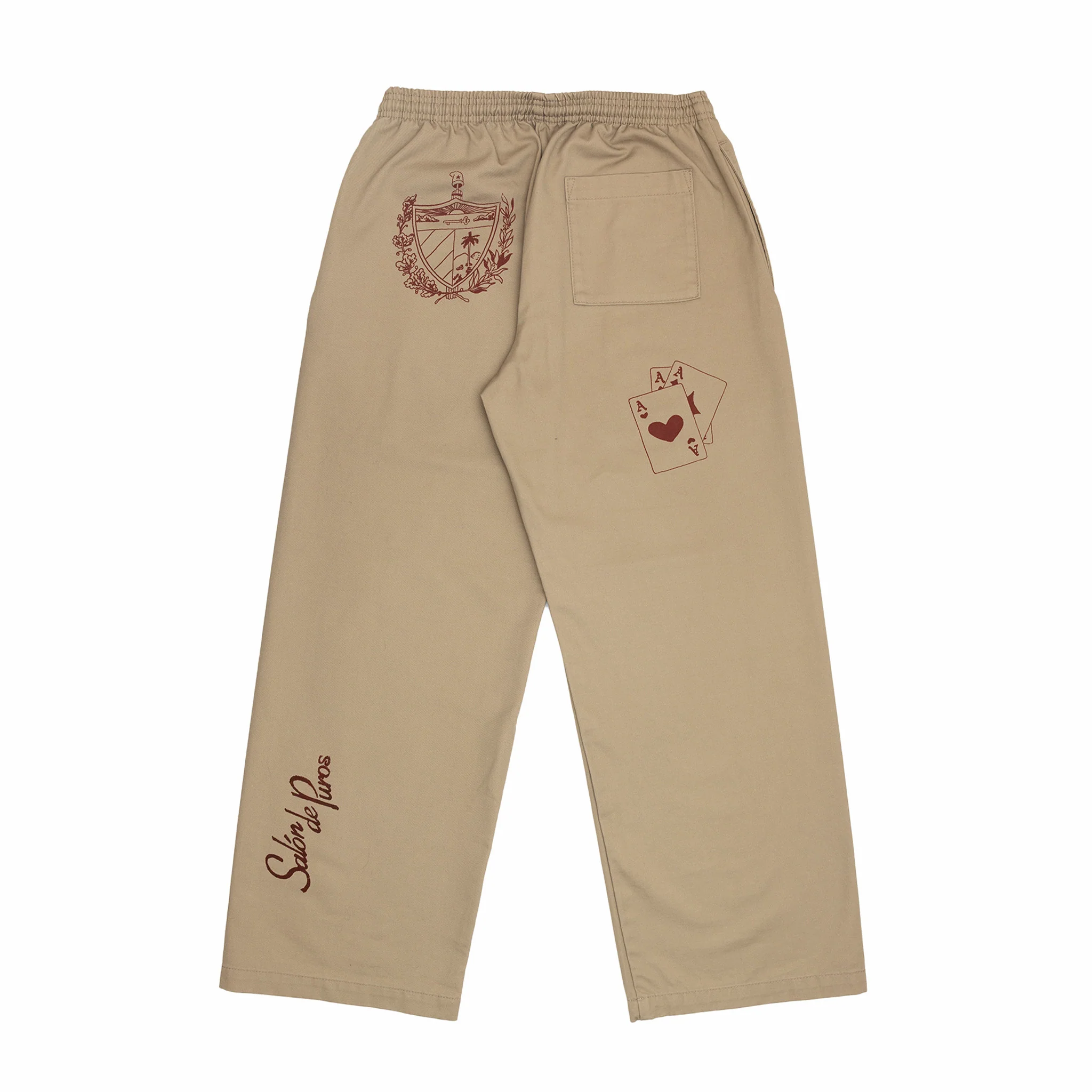 August "Cigar Lounge - Cuban Heritage" Wide Leg Casual Pants (Khaki) - Image 2
