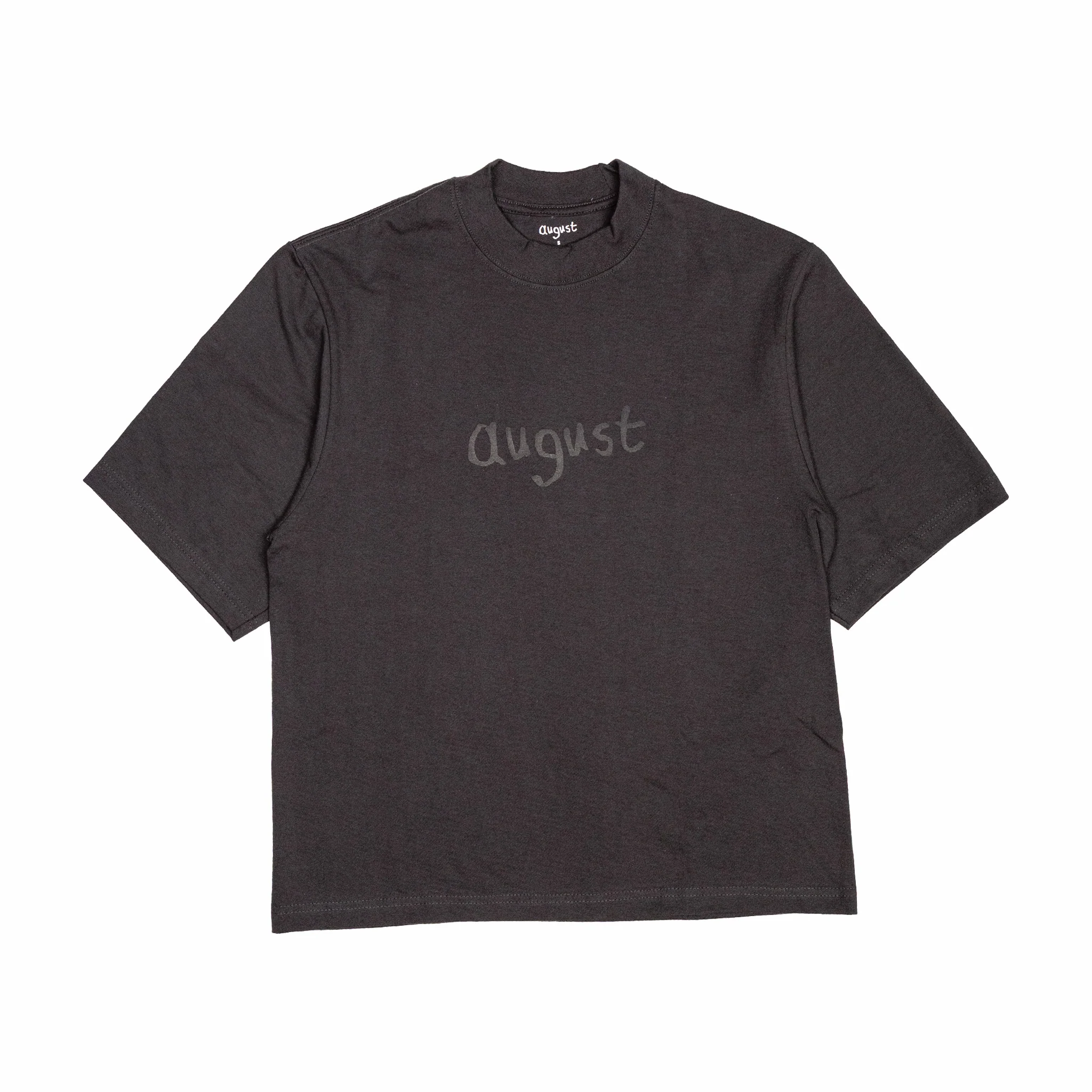 August "Father & Son" Oversized 7.5oz Cotton Puff Logo T-Shirt (Off Black)