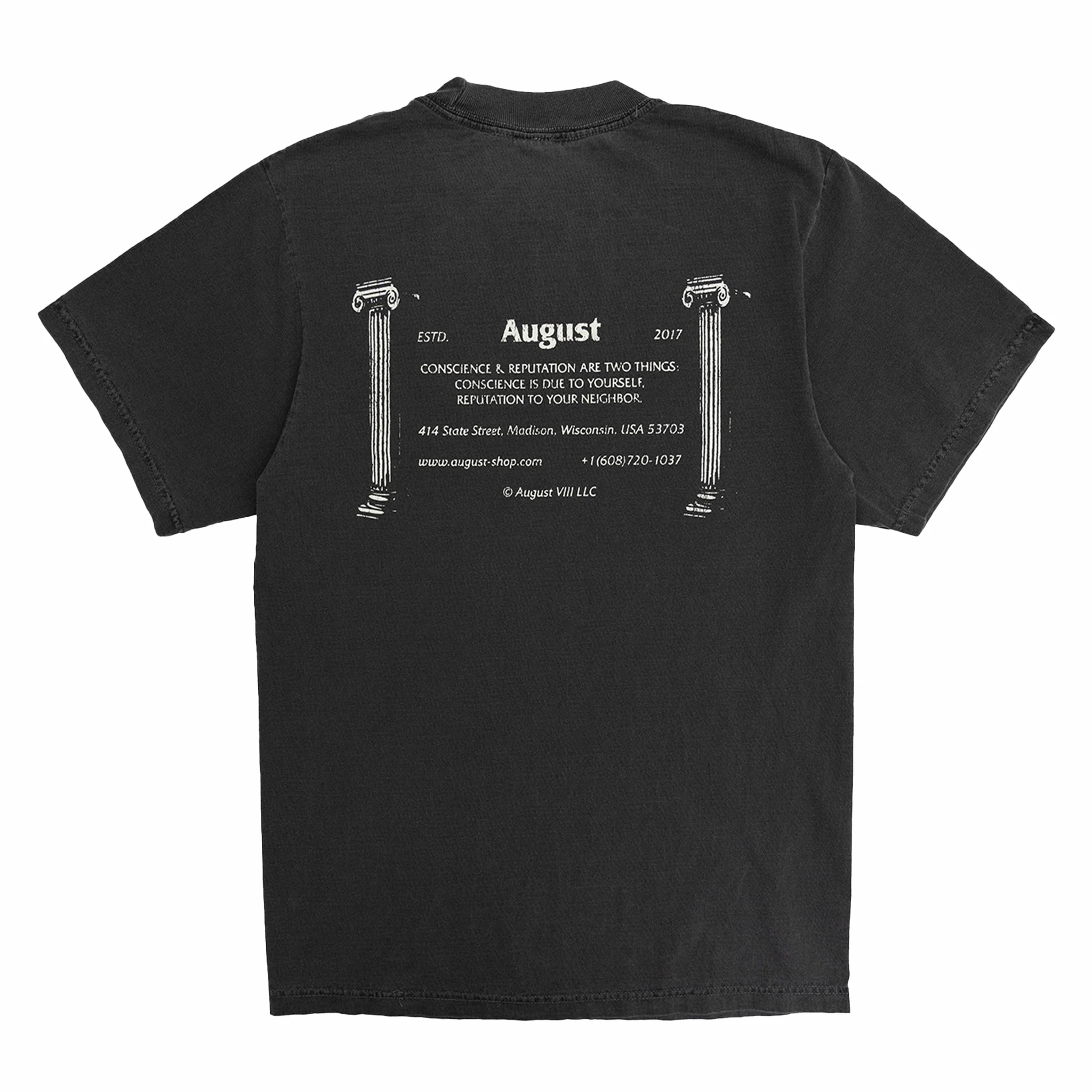 August "Shop Tee" 7.5oz Heavyweight T-Shirt (Shadow) - Image 2