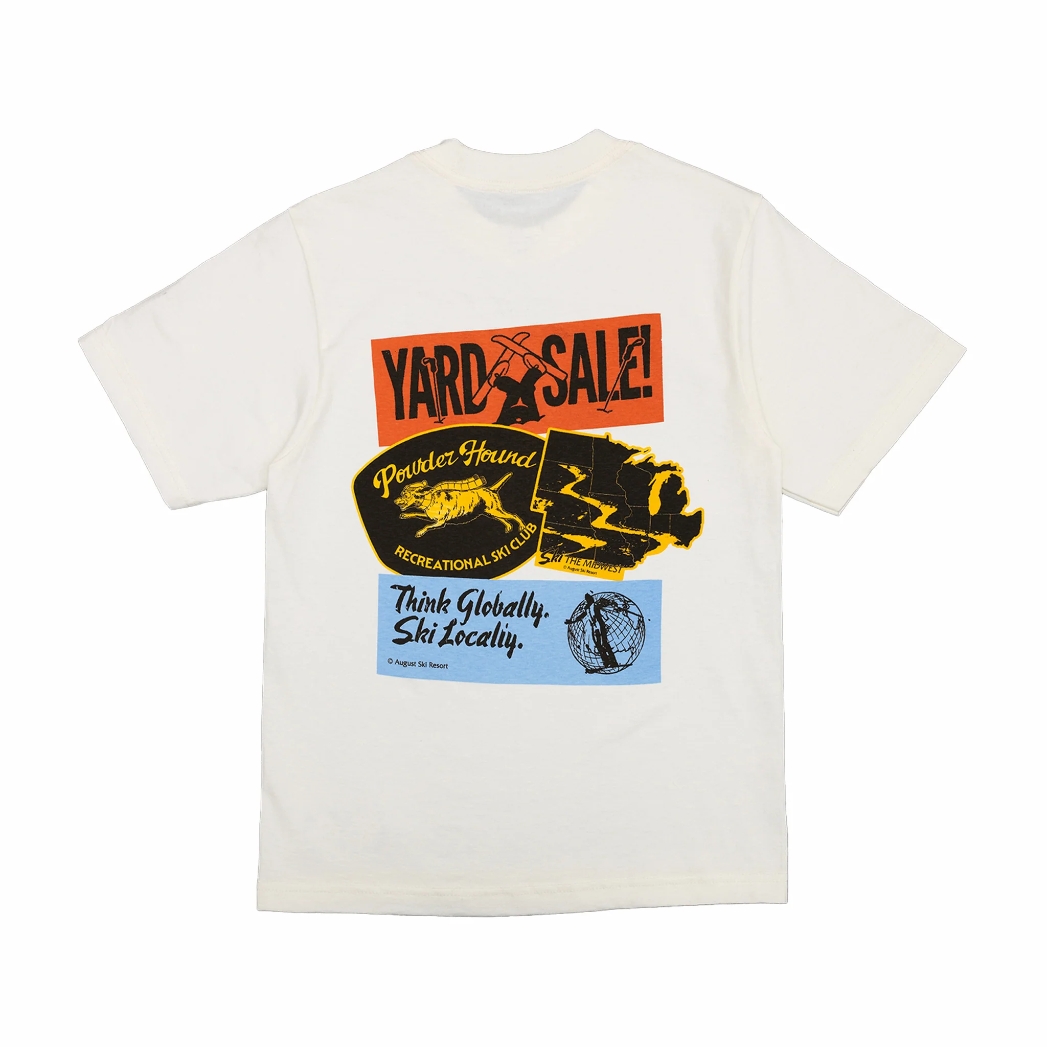 August "Ski the Midwest - Stickers" Heavyweight Cropped T-Shirt (Off White)