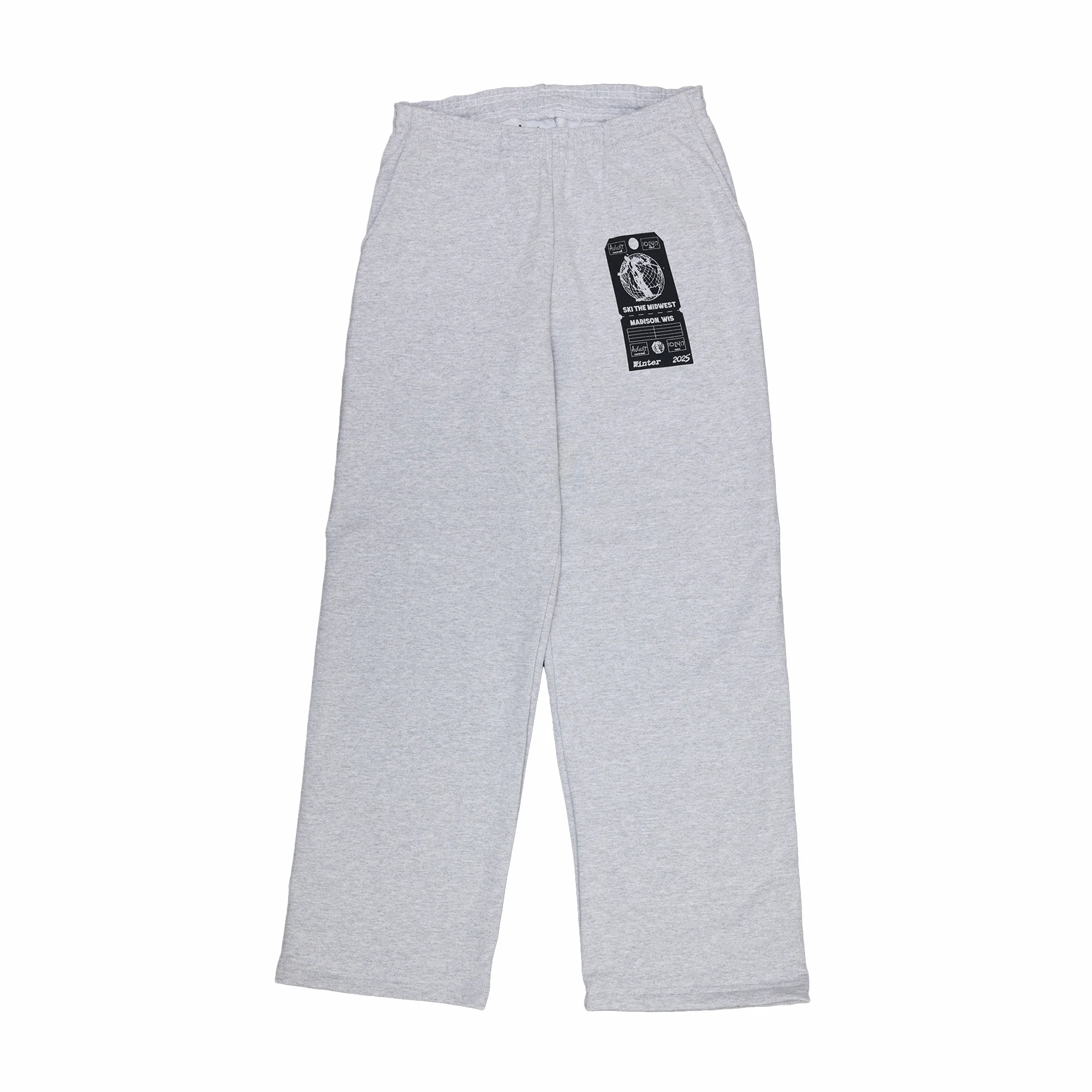 August "Ski the Midwest" Wide Leg Sweatpants (Ash)