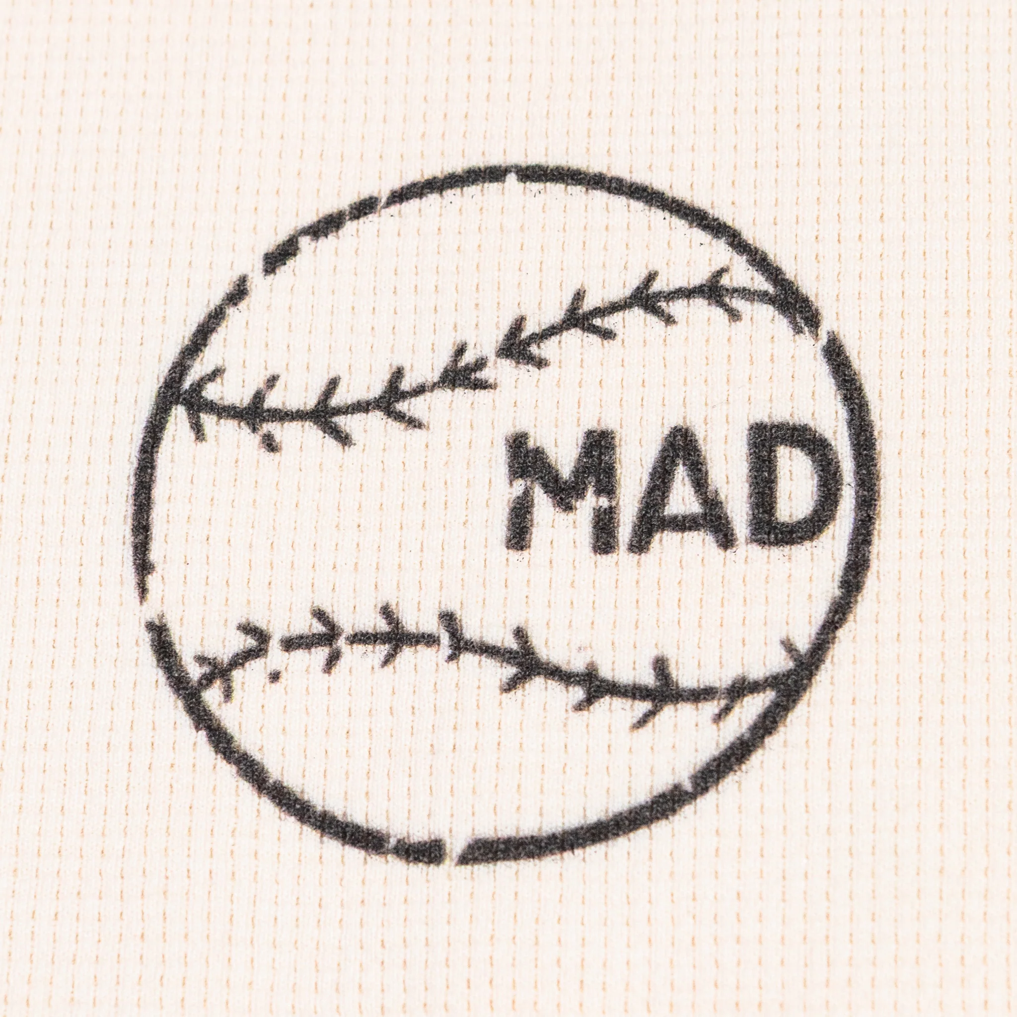 August "Varsity" Hometown Baseball Waffle Knit Thermal (Crème) - Image 5