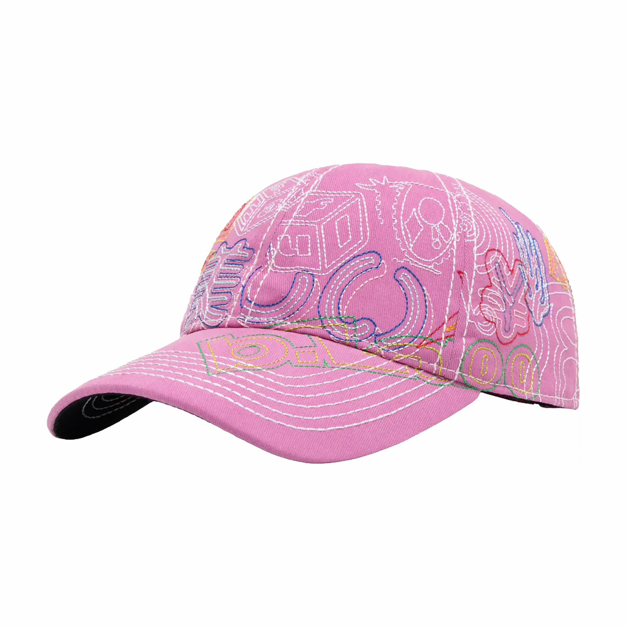 B.Eautiful Stitch Mania 6 Panel Hat (Off Pink/Multi) - Image 2