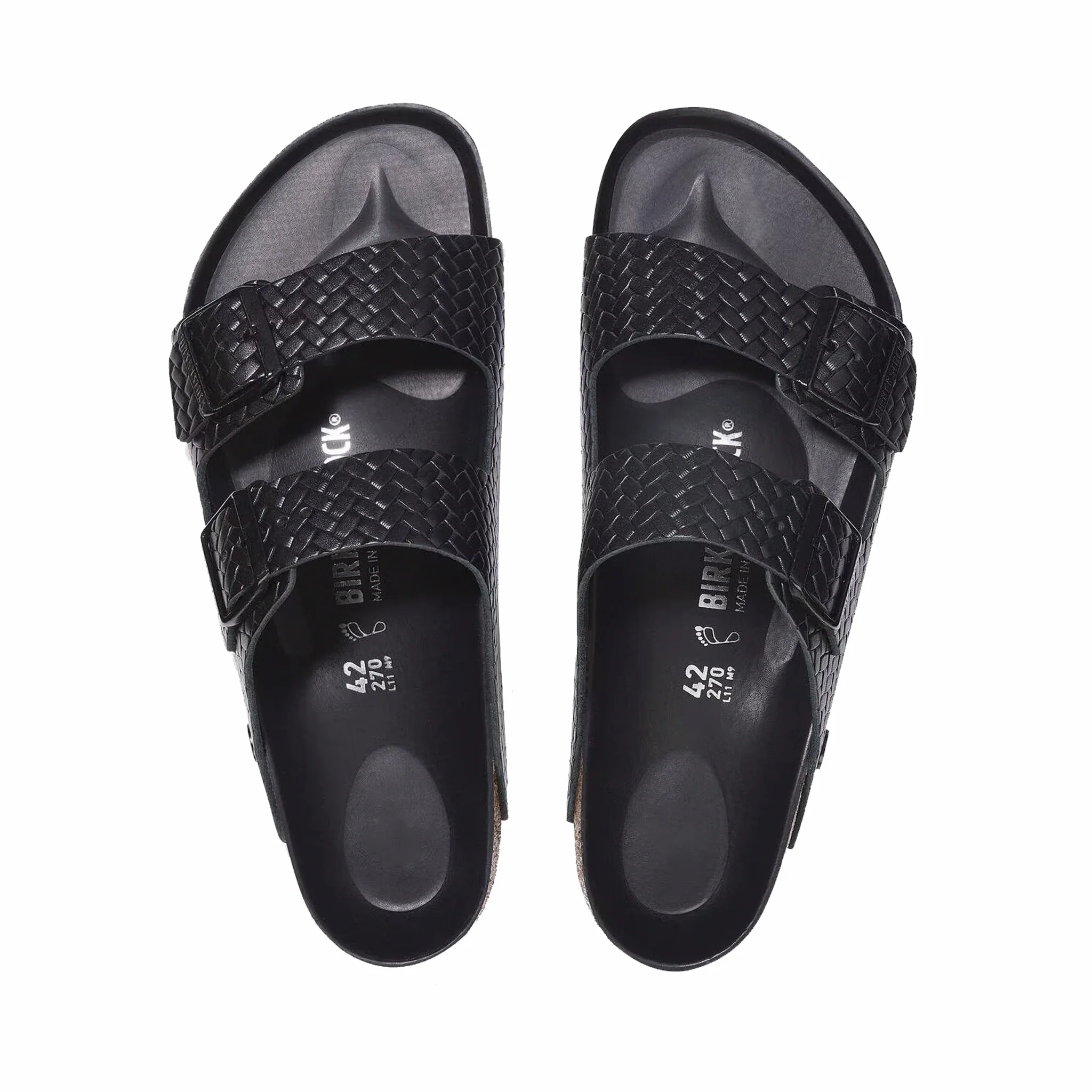 Birkenstock Men's Arizona Leather Woven - Regular (Embossed Black) - Image 3