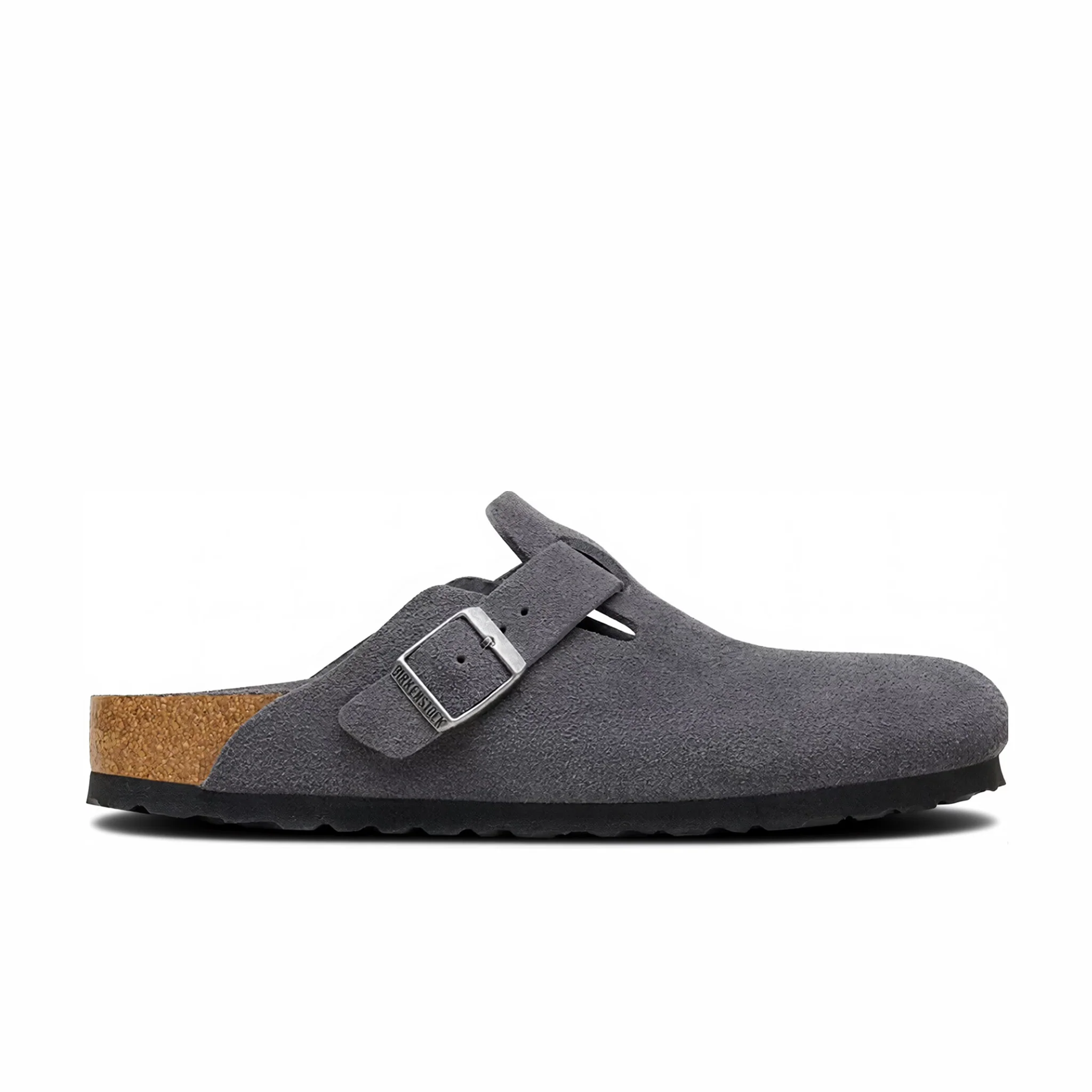 Birkenstock Men's Boston Soft Footbed Suede Leather - Regular (Charcoal)