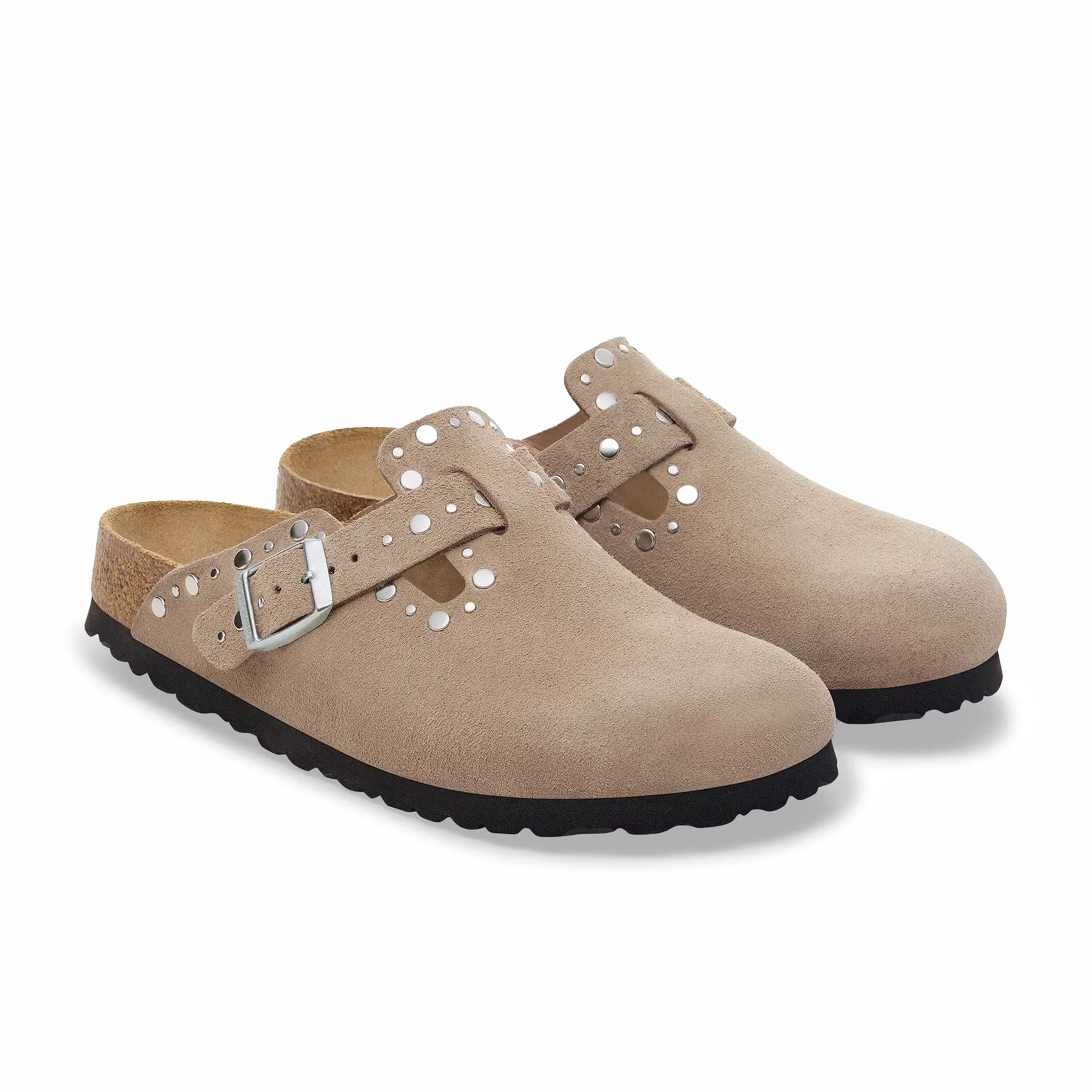 Birkenstock Unisex Boston Rivets Suede Leather - Narrow (Taupe) - Image 2