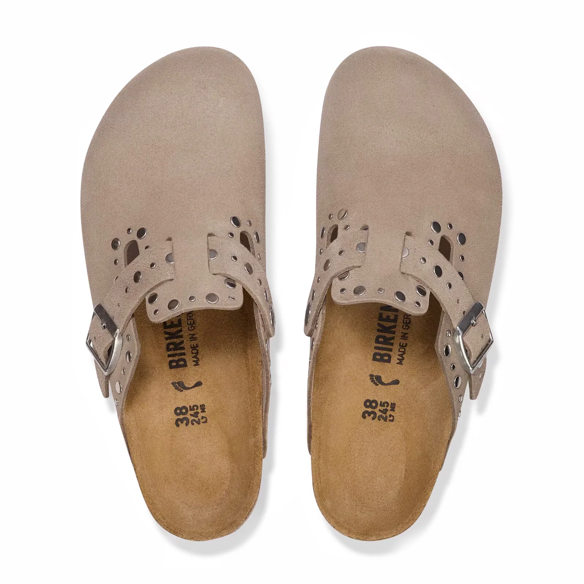 Birkenstock Unisex Boston Rivets Suede Leather - Narrow (Taupe) - Image 3
