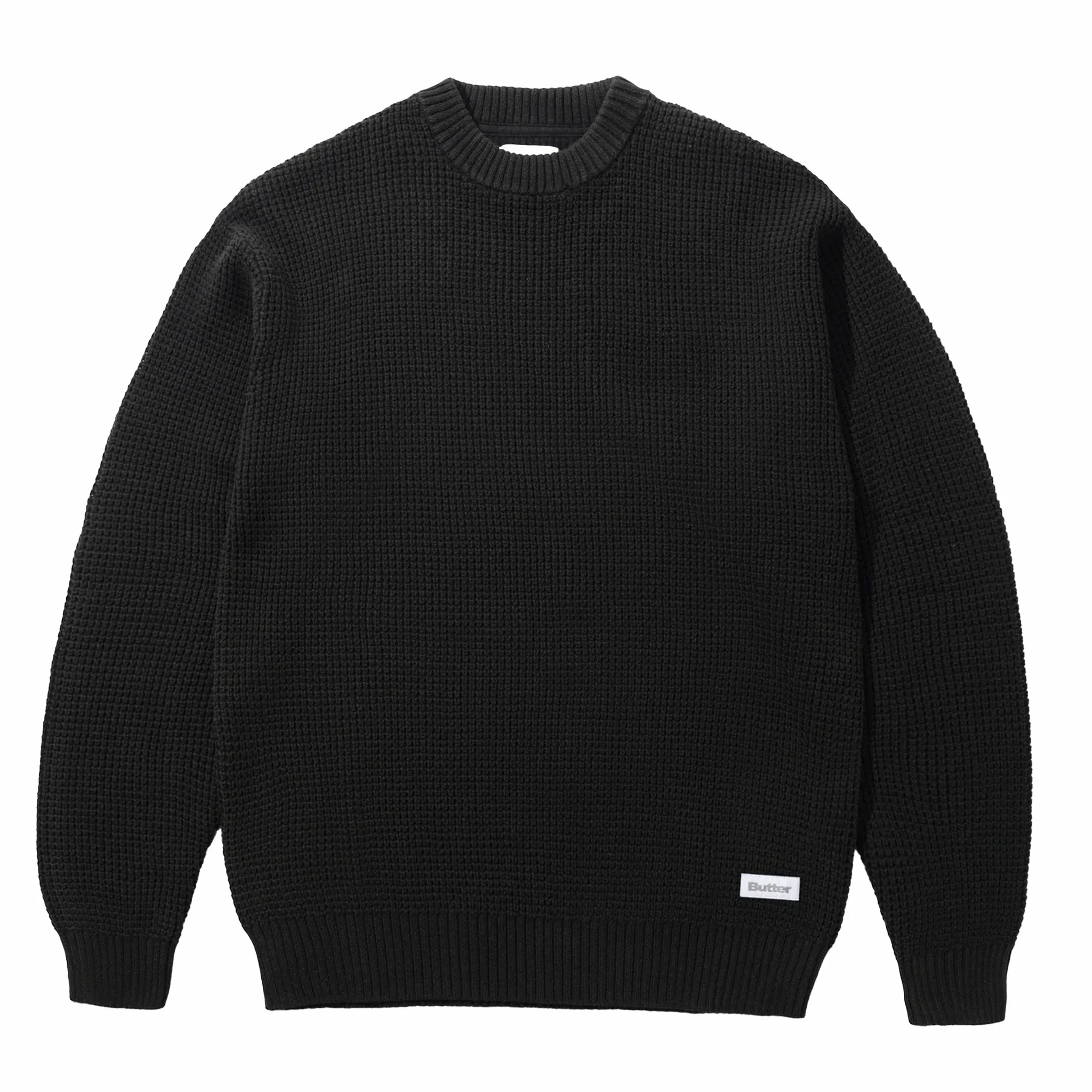 Butter Goods Distressed Waffle Knit Sweater (Black)