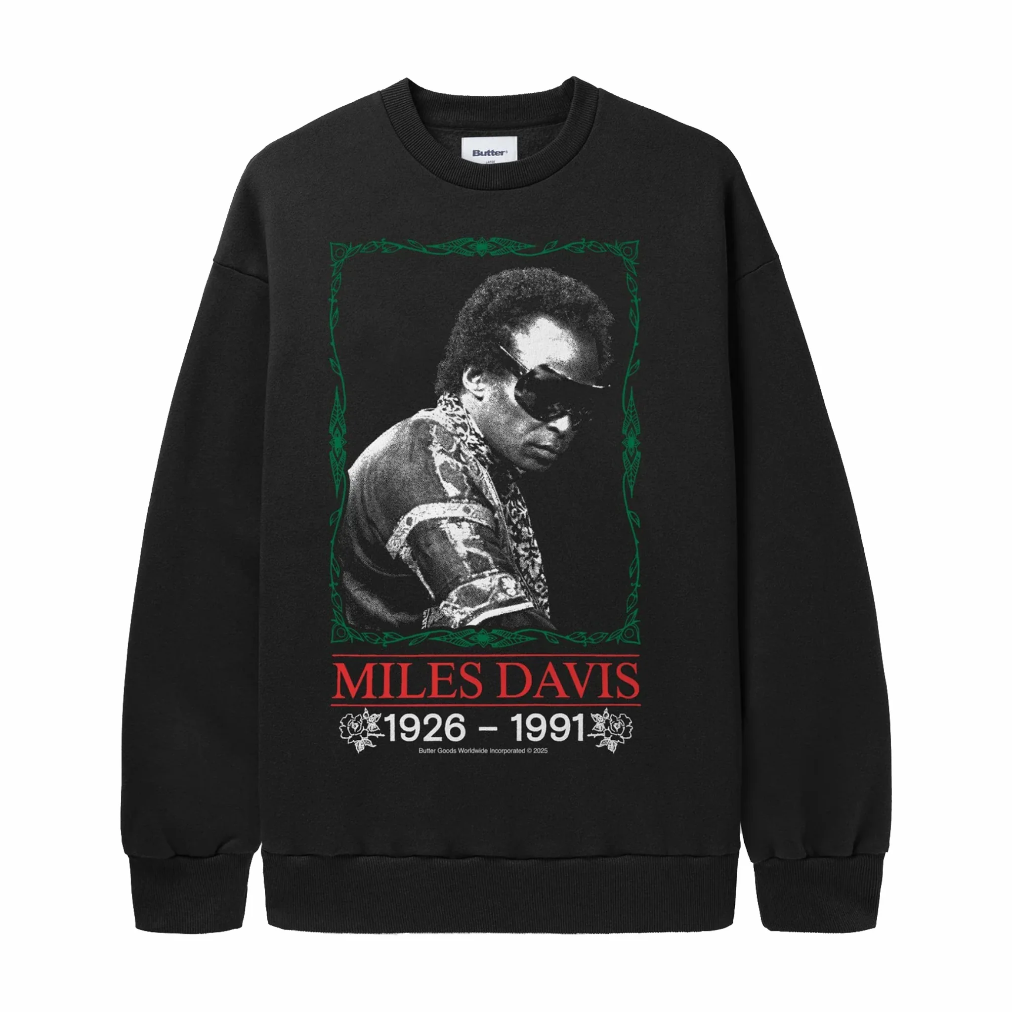Butter Goods x Miles Davis Thanks Crewneck (Black)