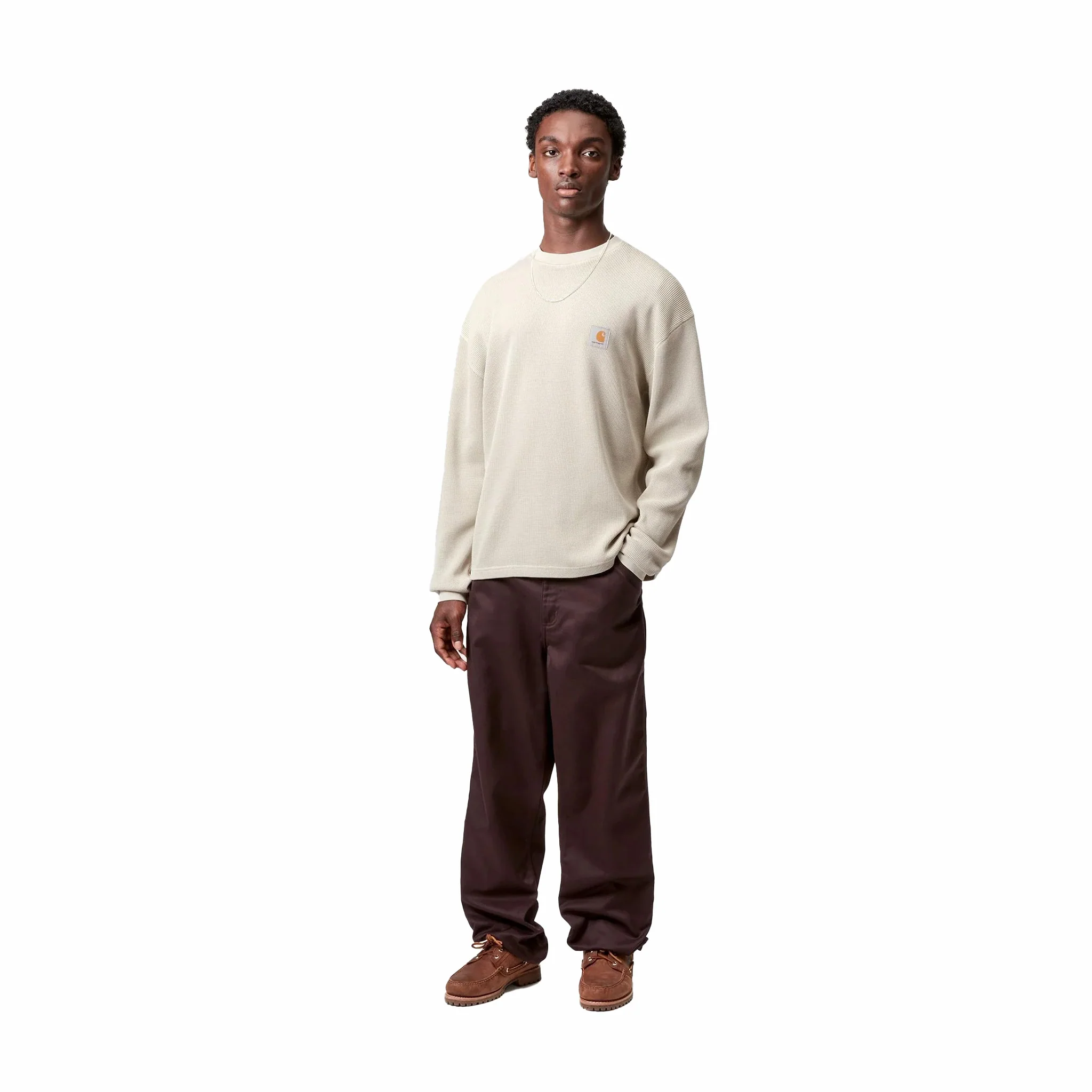 Carhartt WIP Long Sleeve Vista Waffle T-Shirt (Fleur De Sel/Garment Dyed) - Image 3