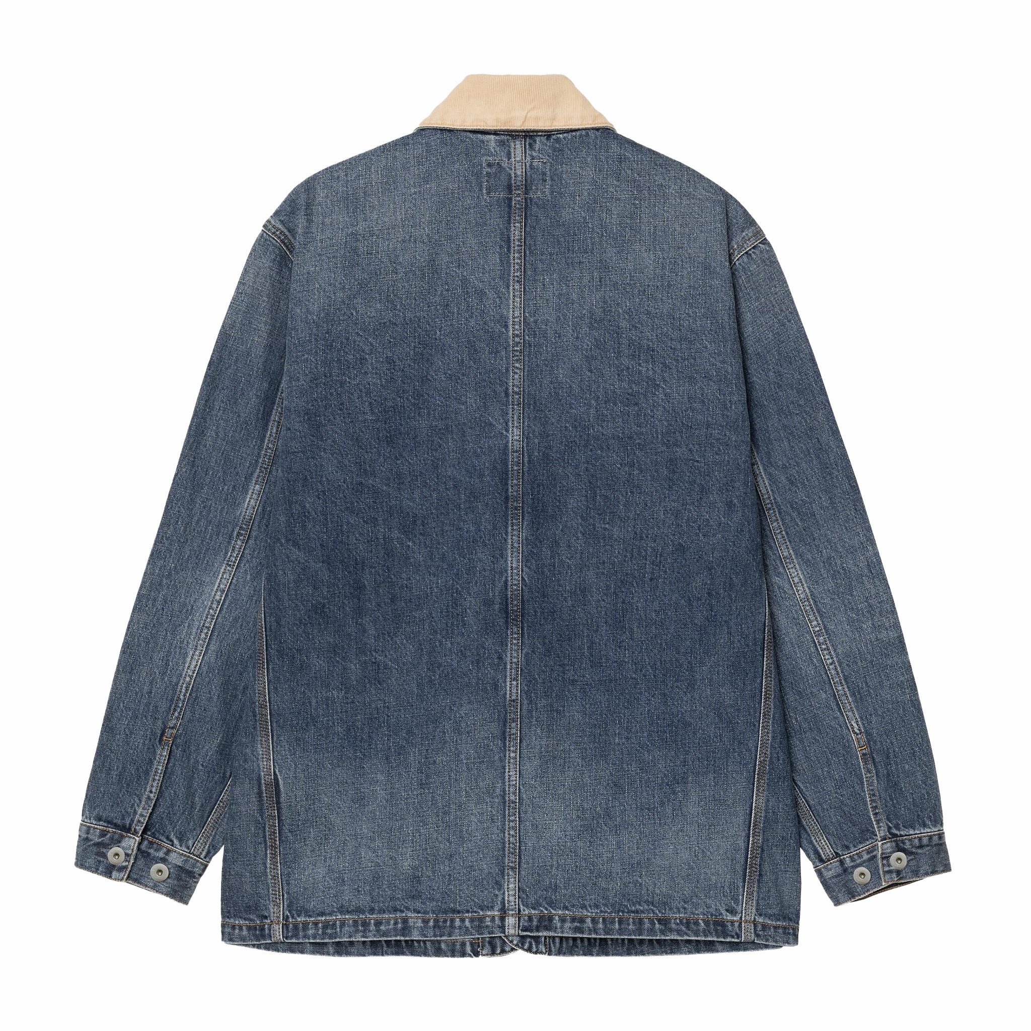 Carhartt WIP Warren Chore Coat - Dark Used Wash (Blue/Dusty Hamilton Brown) - Image 2