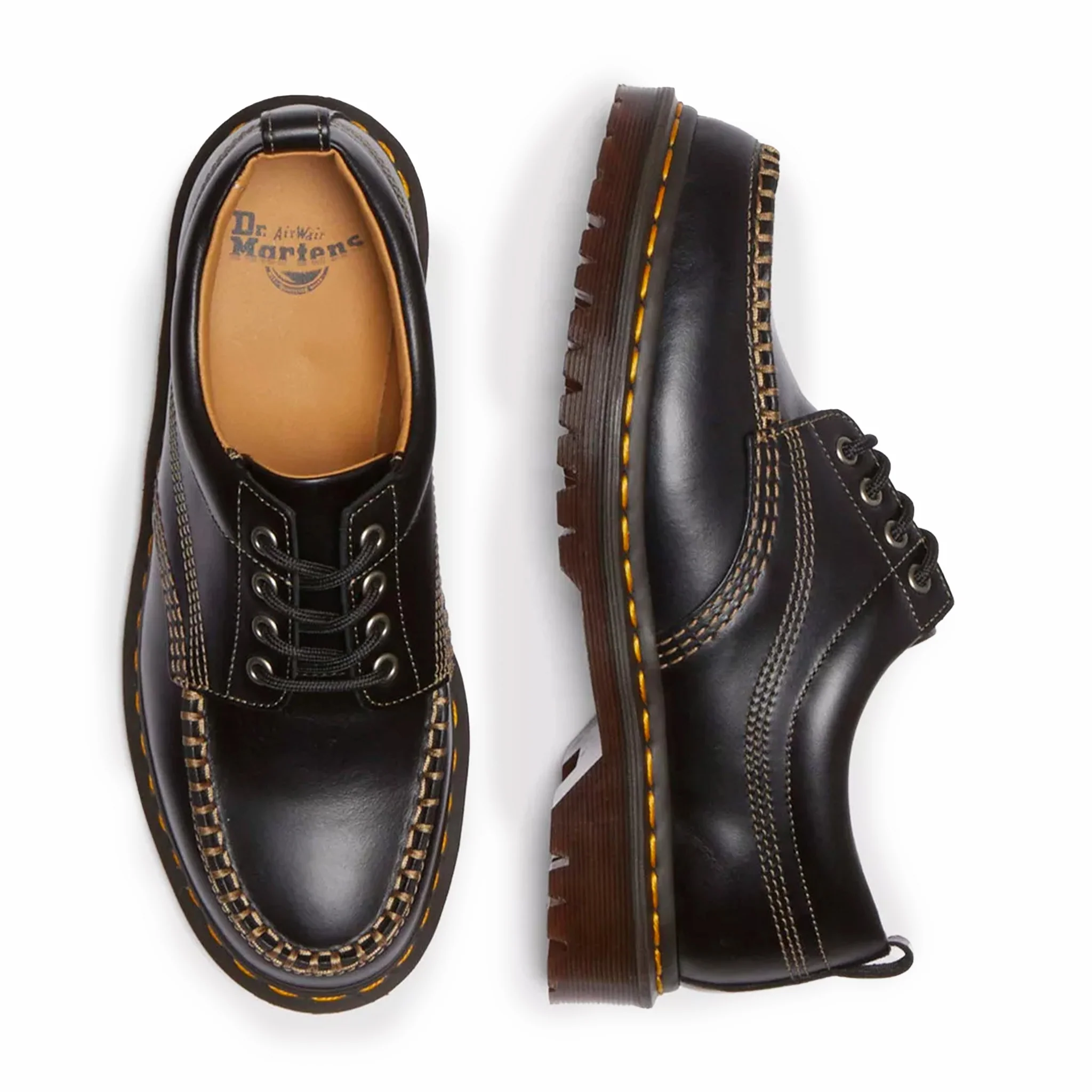 Dr. Martens Unisex Lowell Leather Moc Toe Shoes (Black/Analine) - Image 4