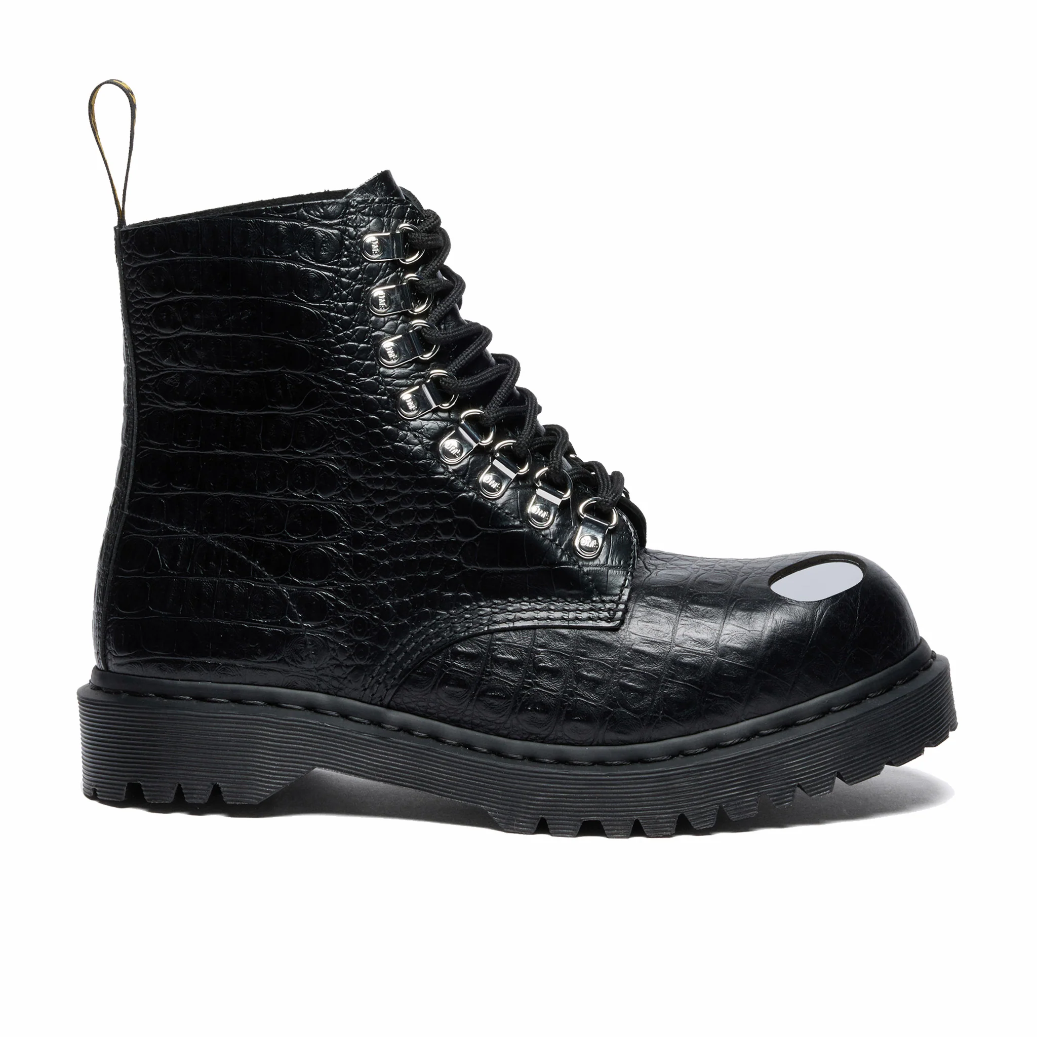 Dr. Martens Men's 1460 Pascal Steel Toe Analine Croc Embossed Boot (Black)