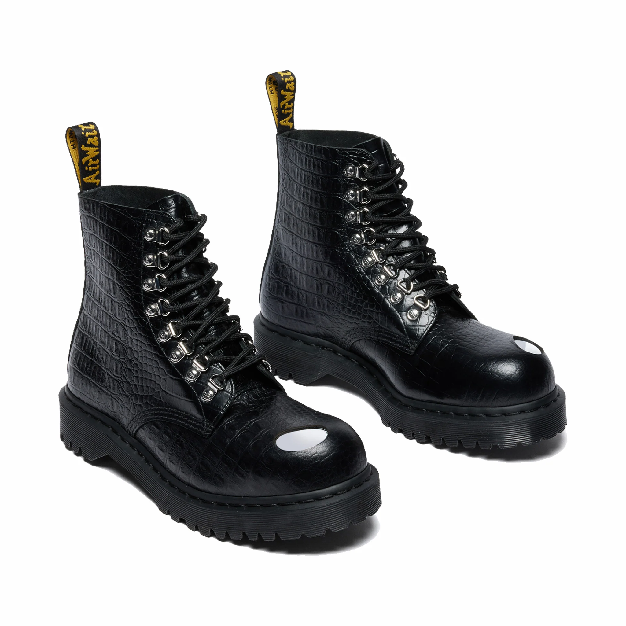 Dr. Martens Men's 1460 Pascal Steel Toe Analine Croc Embossed Boot (Black) - Image 2