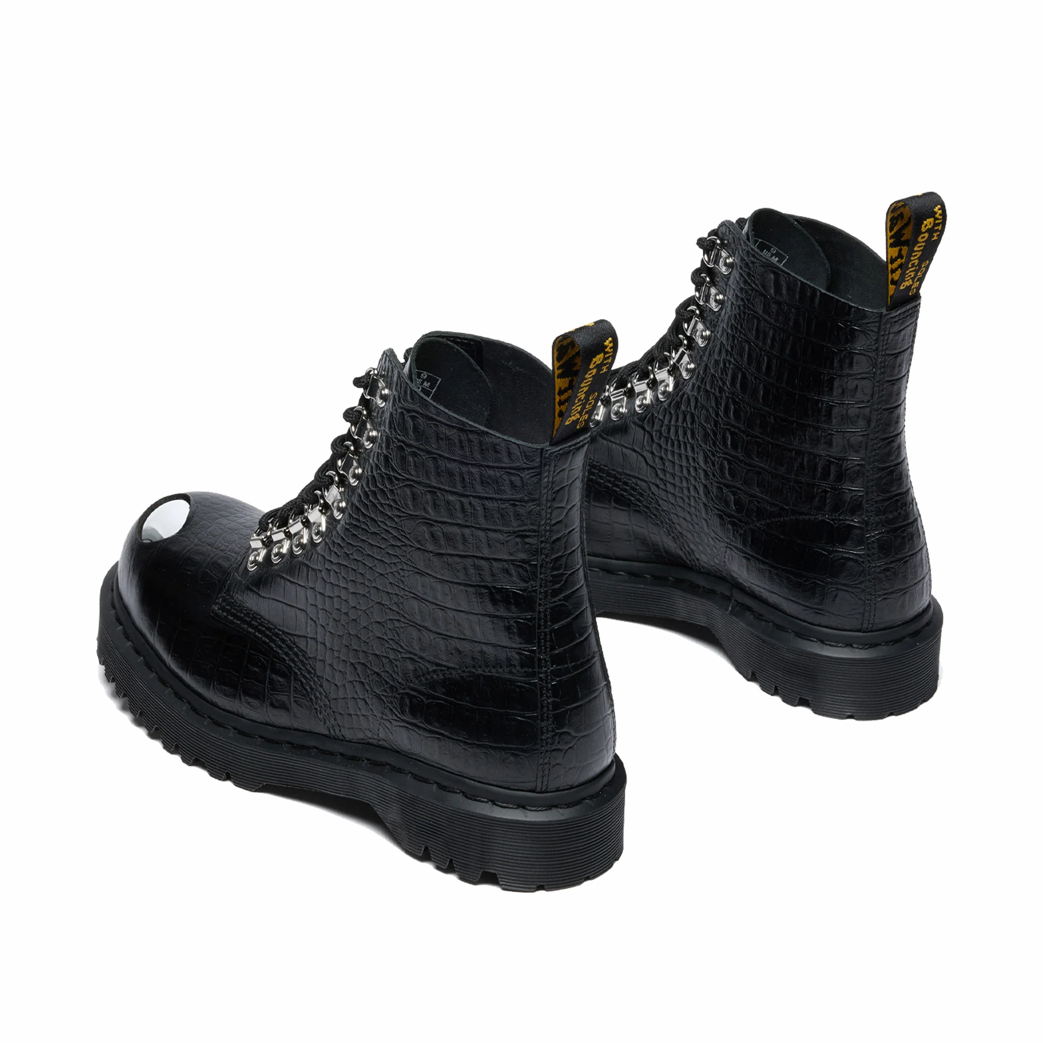 Dr. Martens Men's 1460 Pascal Steel Toe Analine Croc Embossed Boot (Black) - Image 3