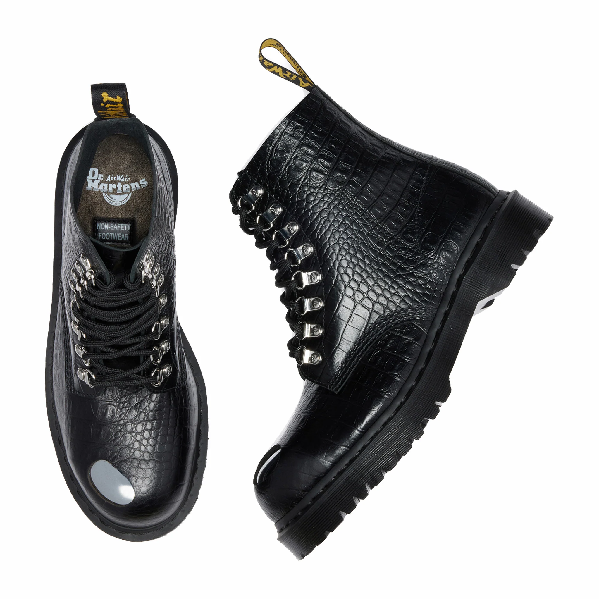 Dr. Martens Men's 1460 Pascal Steel Toe Analine Croc Embossed Boot (Black) - Image 4