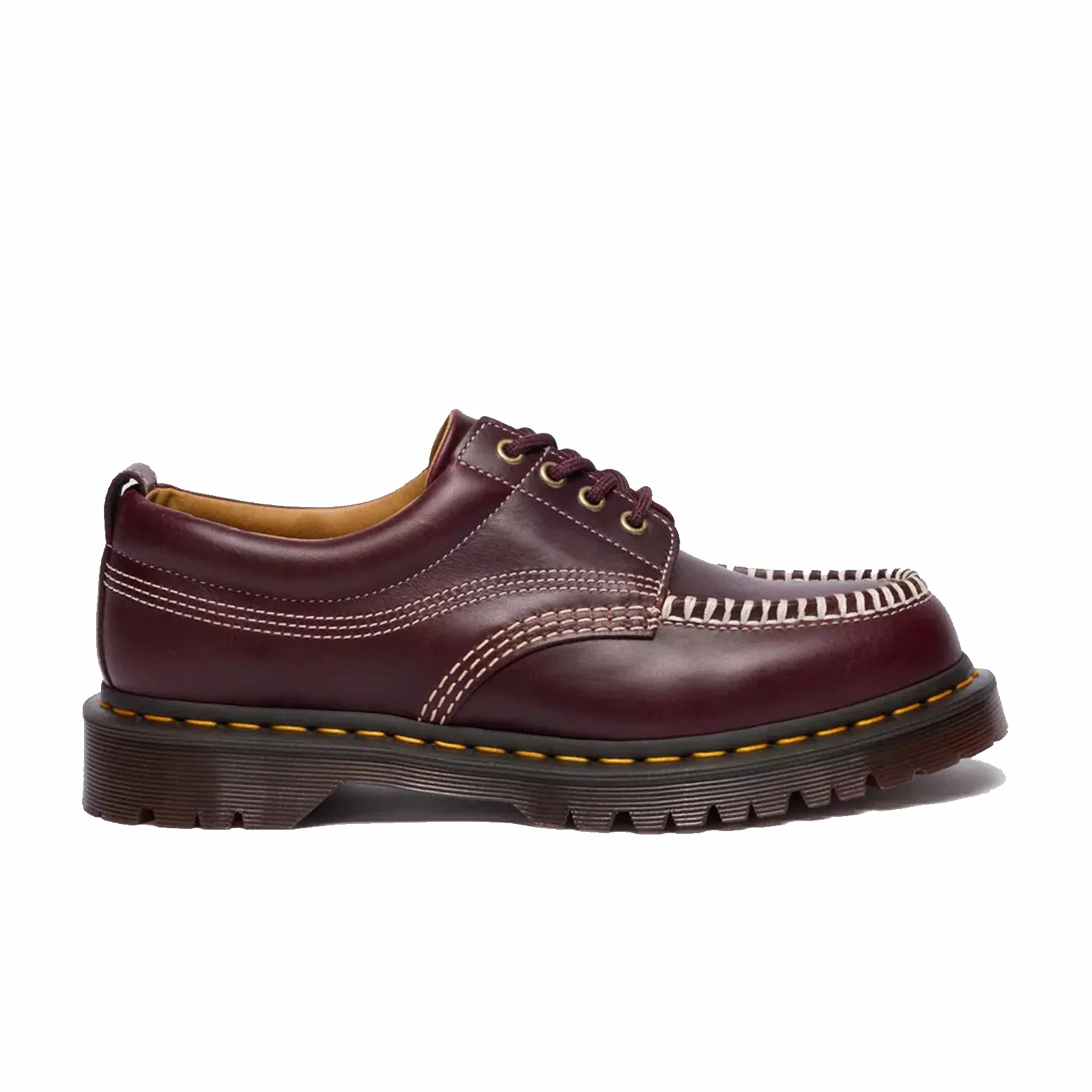 Dr. Martens Unisex Lowell Leather Moc Toe Shoes (Cherry Red)