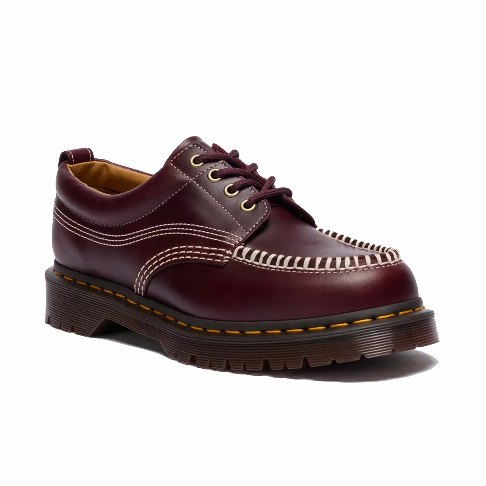 Dr. Martens Unisex Lowell Leather Moc Toe Shoes (Cherry Red) - Image 2