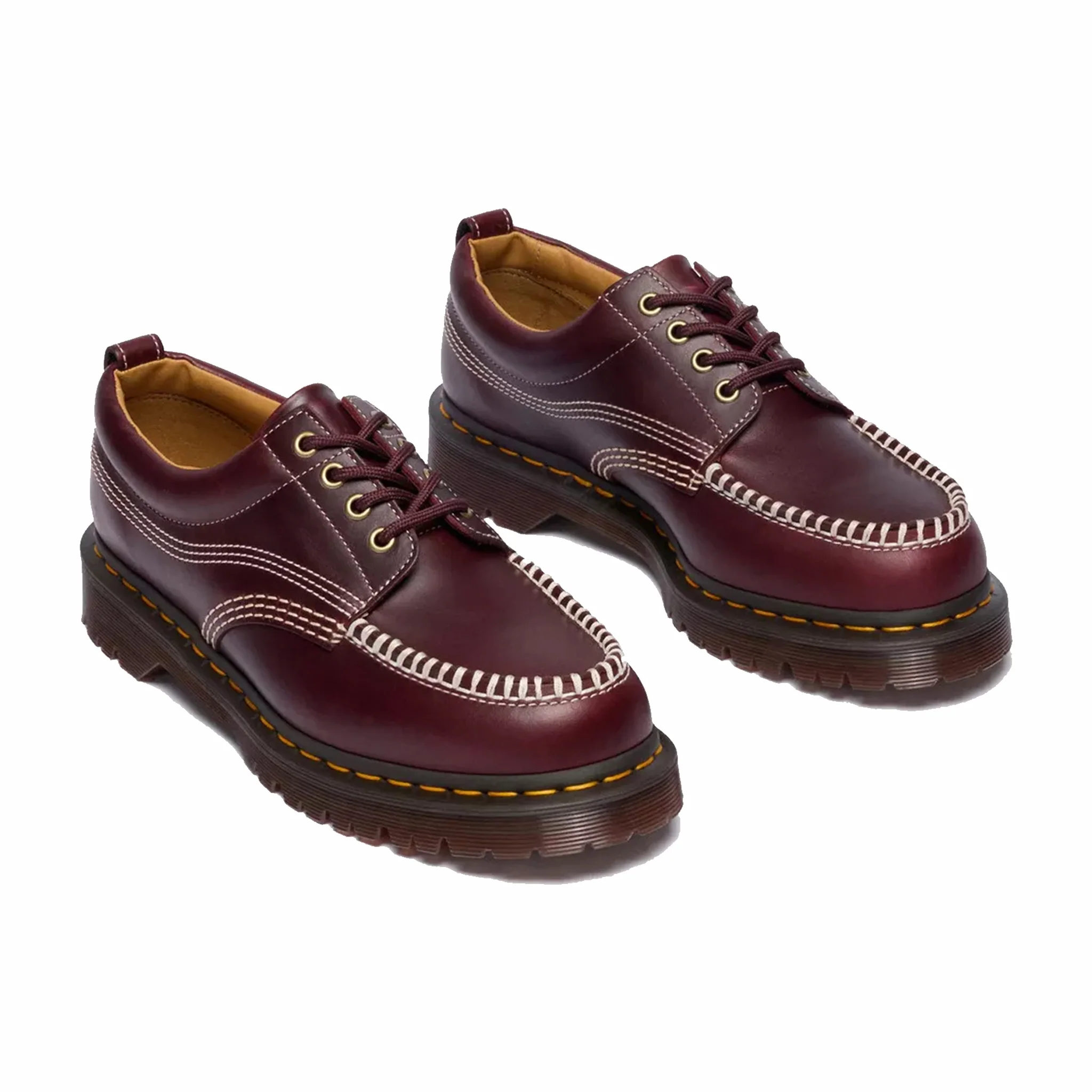 Dr. Martens Unisex Lowell Leather Moc Toe Shoes (Cherry Red) - Image 3