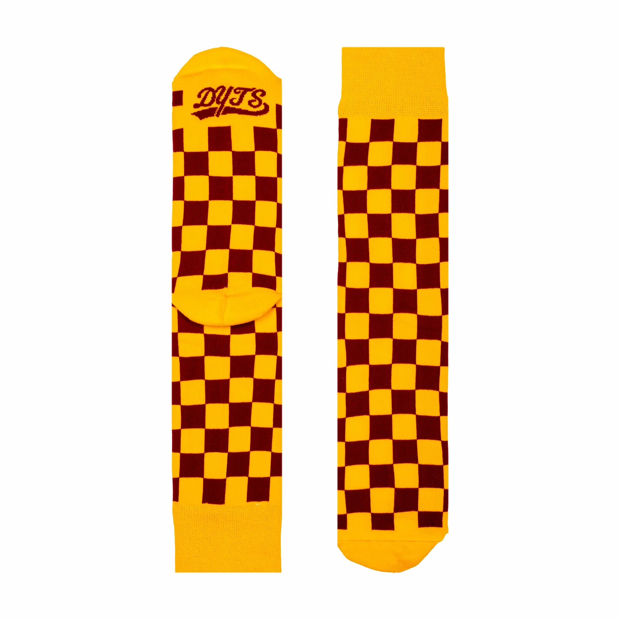Dude. Your Team Socks. Checkered Socks (Burgundy/Gold) - Image 2