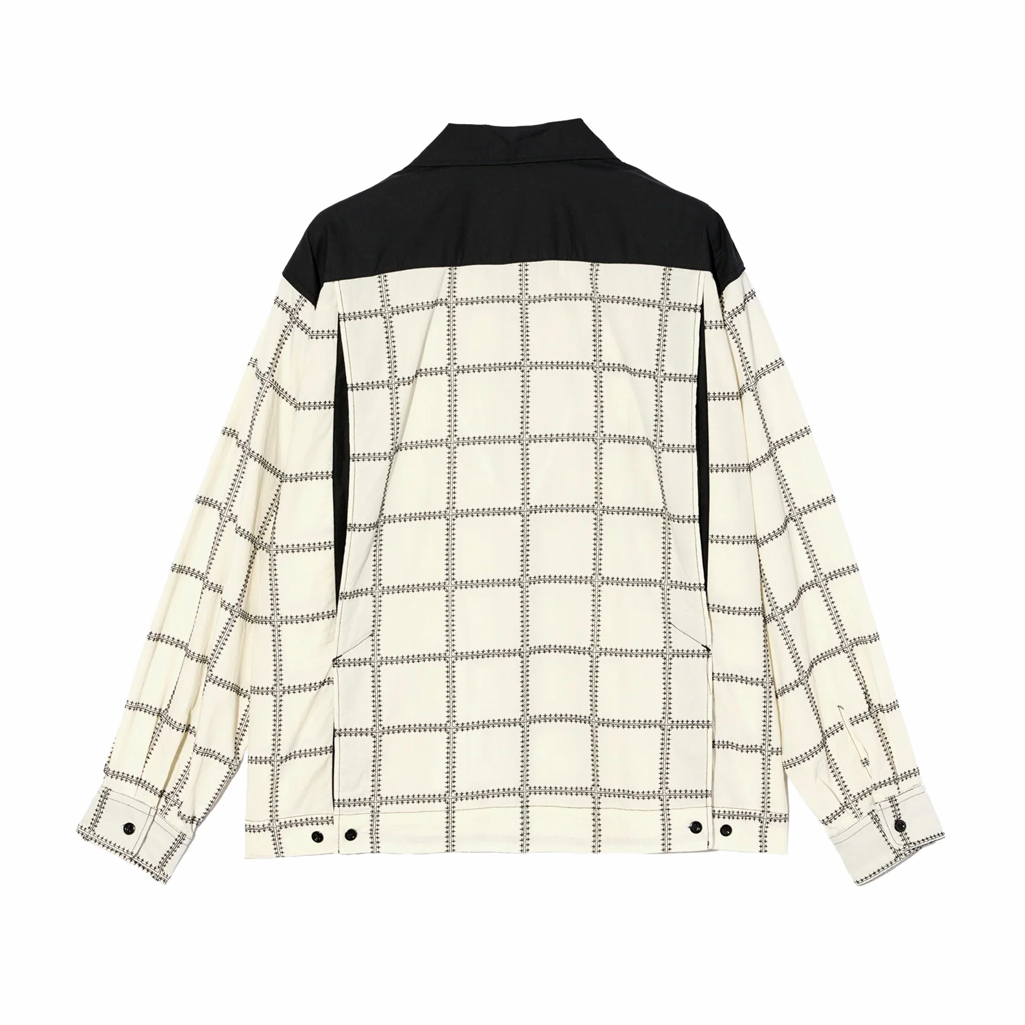 Engineered Garments Bowling Shirt - CP Square Embroidery (White/Black) - Image 2