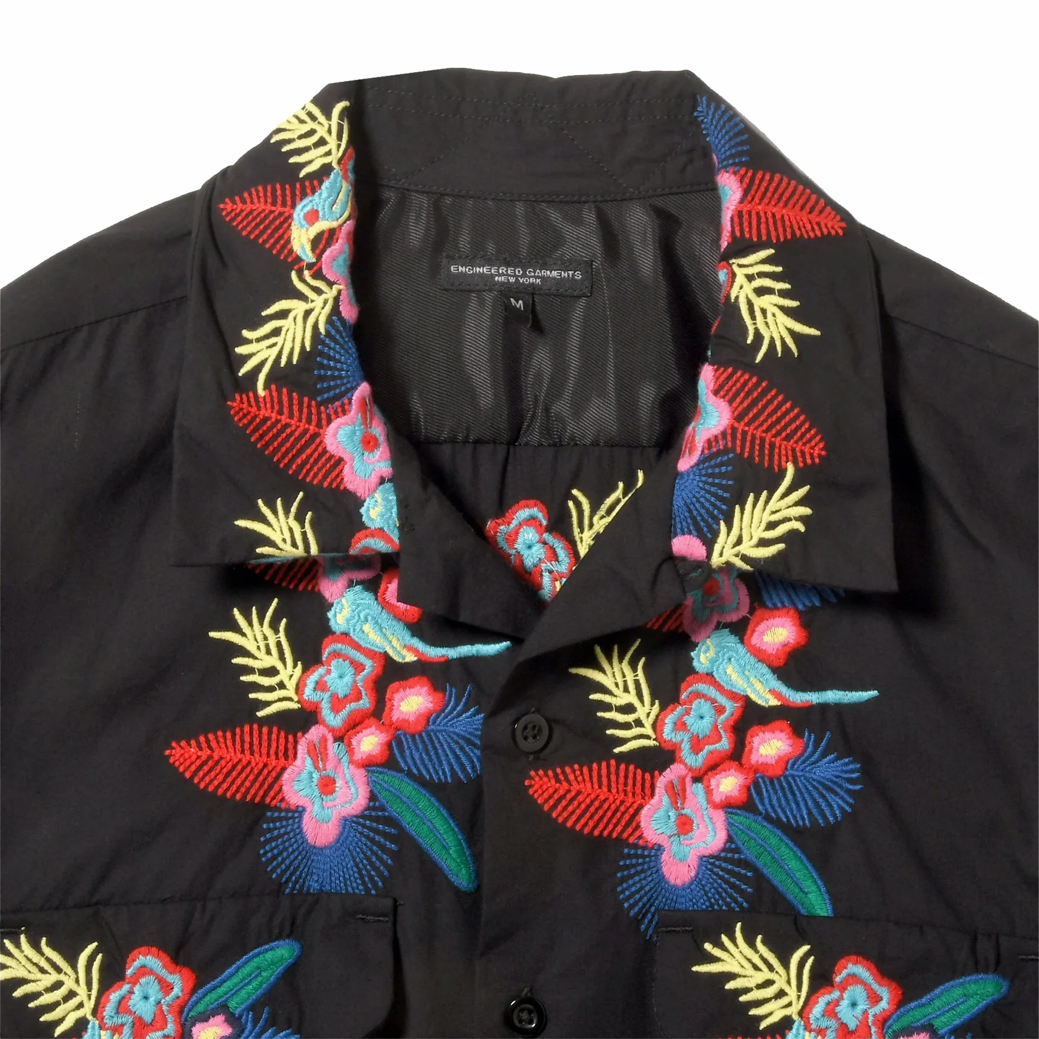Engineered Garments Classic Shirt (Black Cotton Floral Embroidery Sheeting) - Image 2
