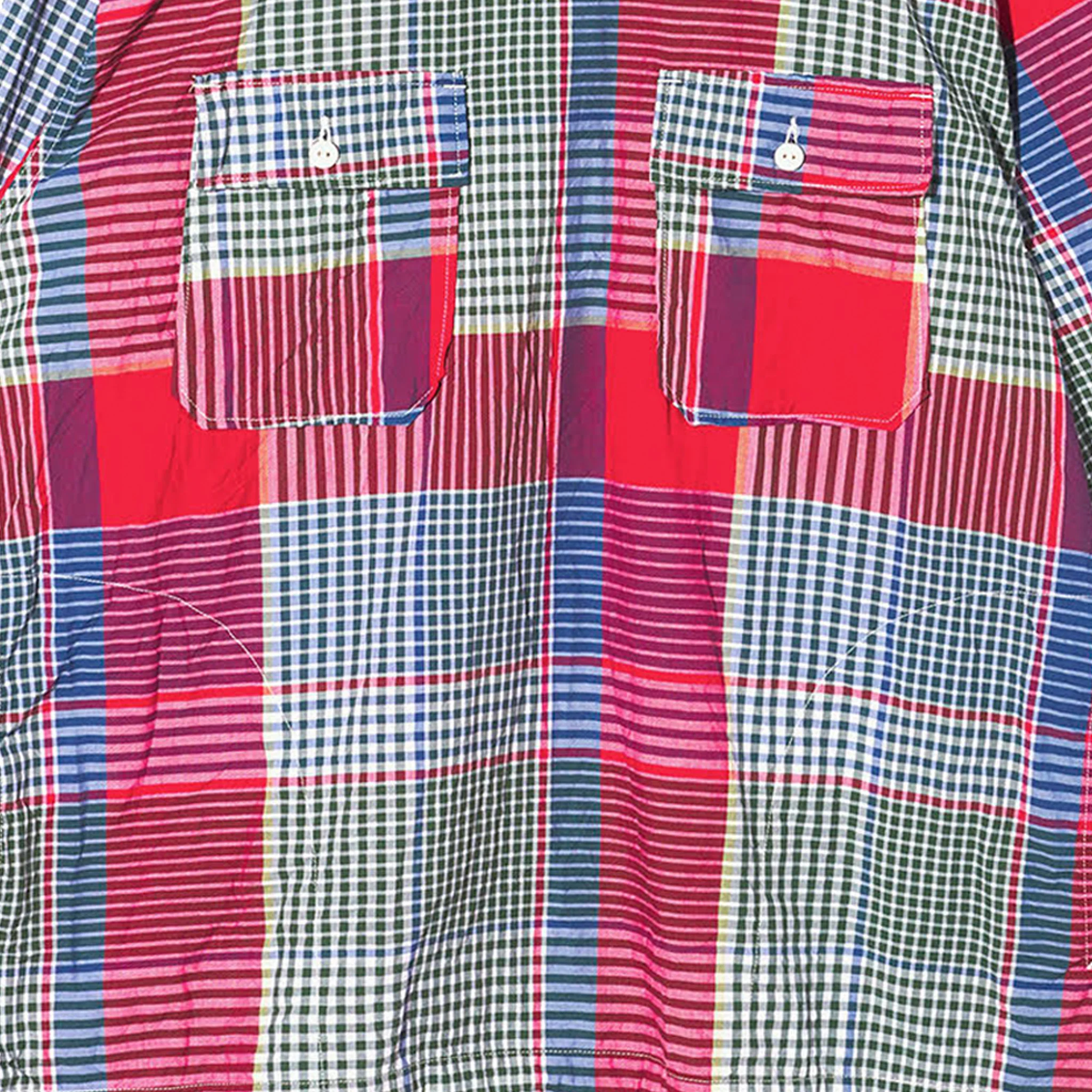 Engineered Garments Cotton Big Madras Plaid Cagoule Shirt (Red/Green) - Image 2