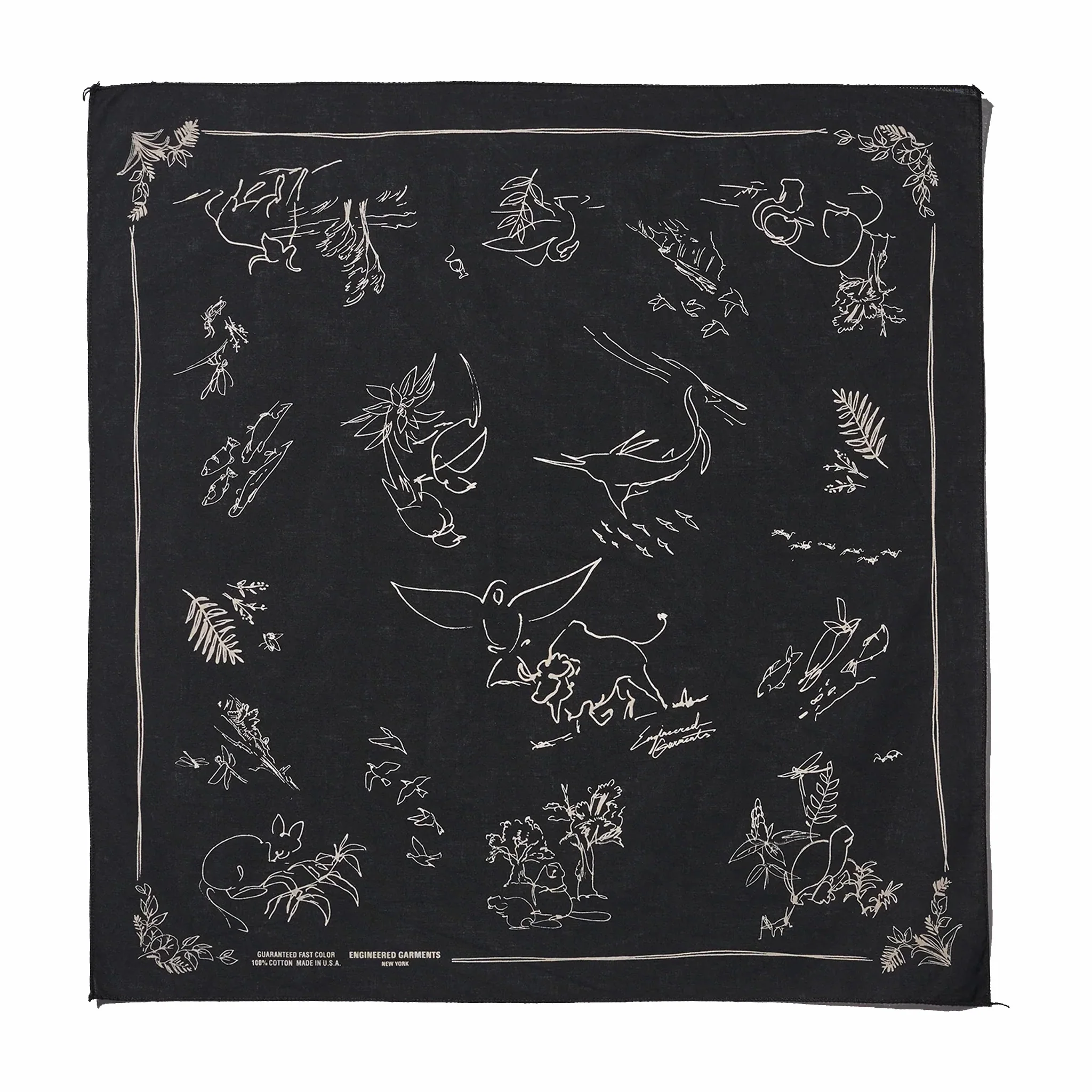 Engineered Garments Printed Bandana - Animal (Black)