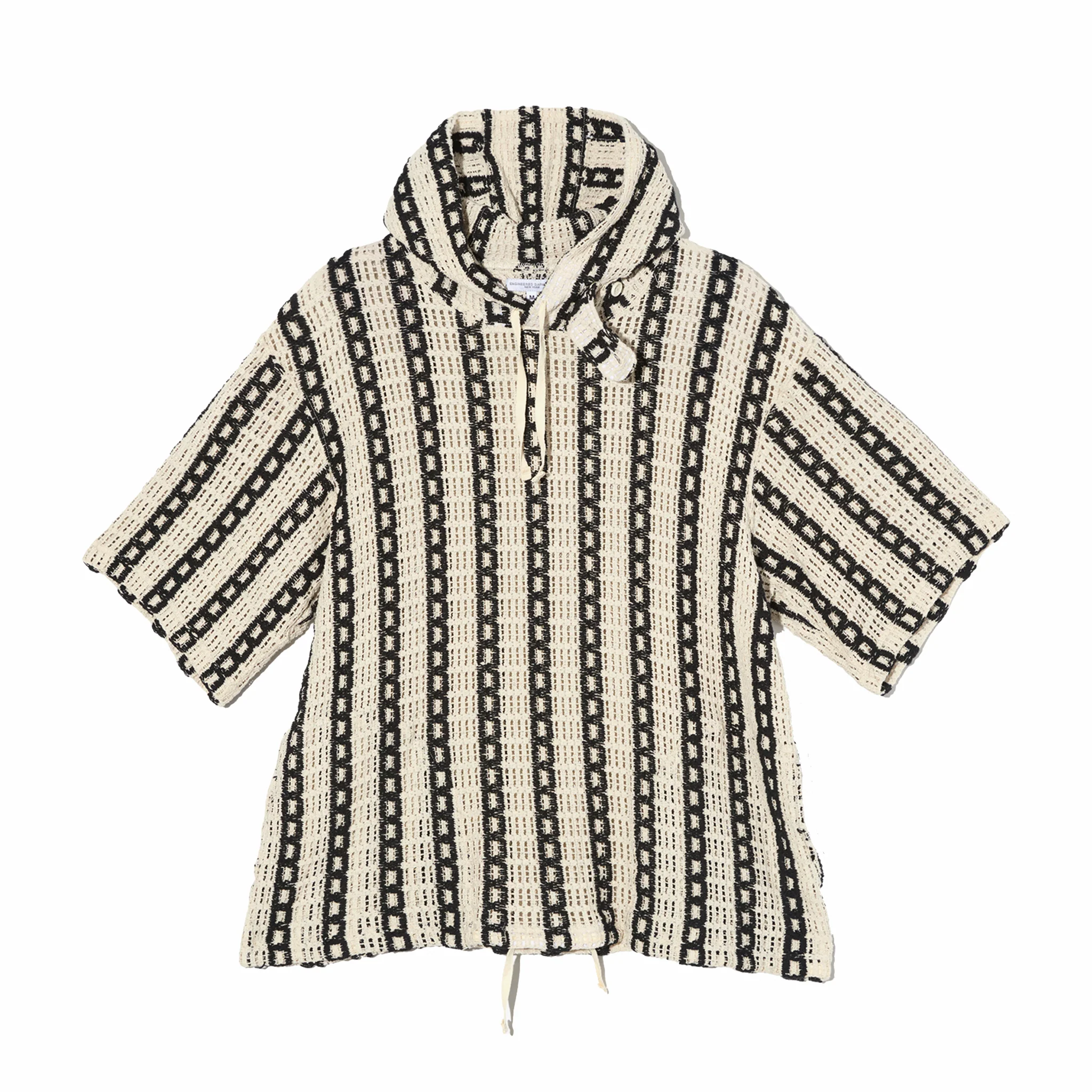 Engineered Garments Short Sleeve Hoody - Stripe CP Crochet (White)