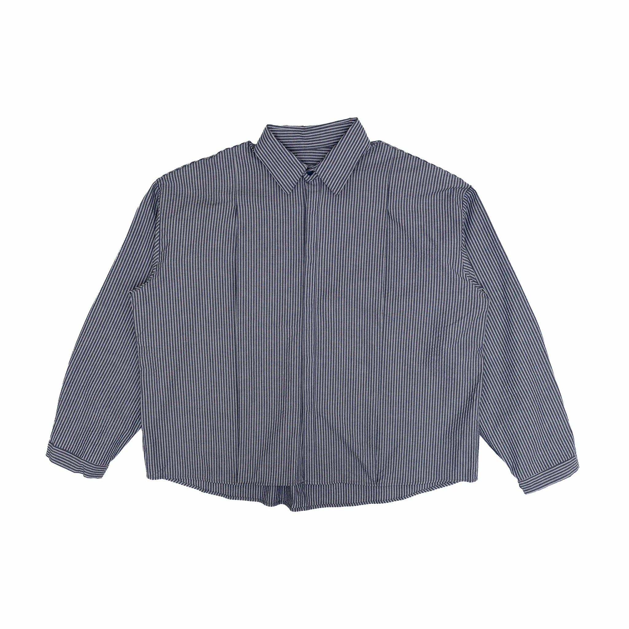 Estudio Niksen Boxy Pleated Shirt (Navy Stripes)
