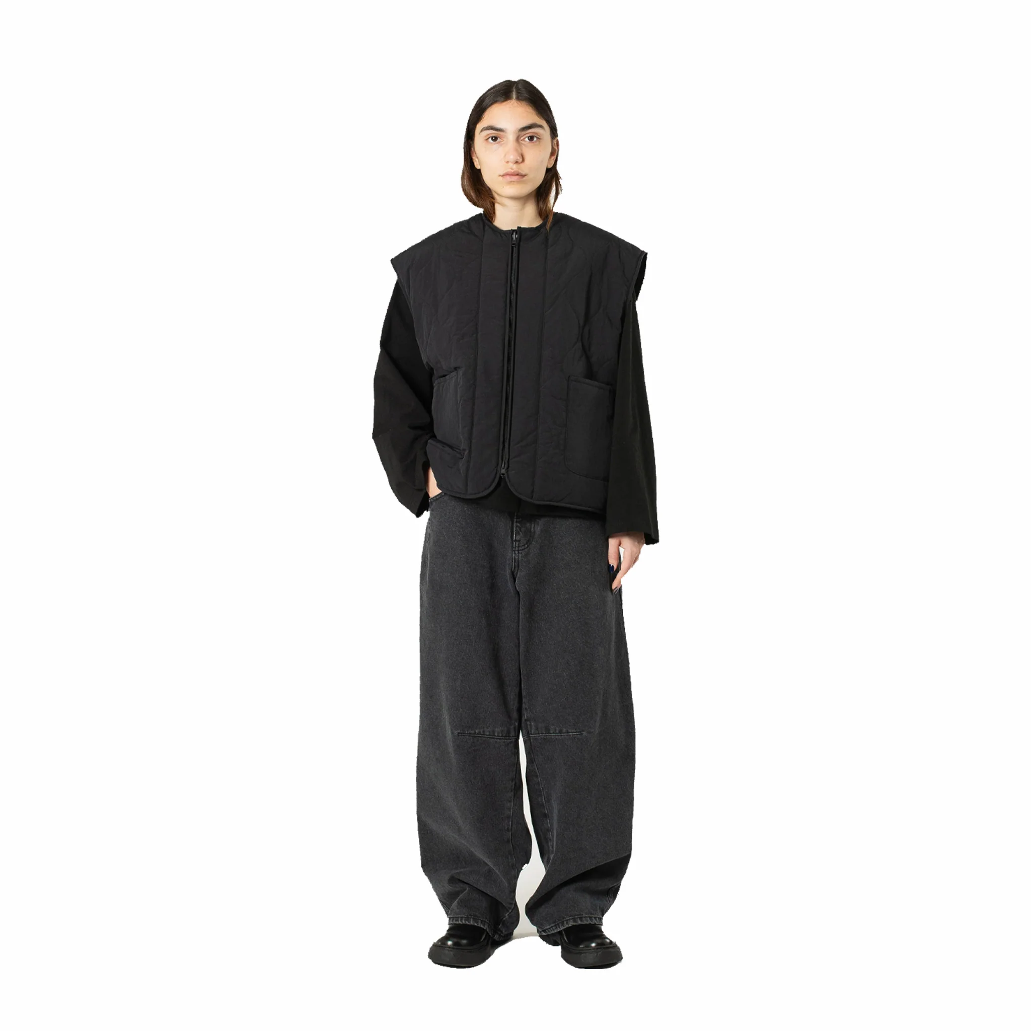 Estudio Niksen Half-Dart Maxi Jeans (Black) - Image 5