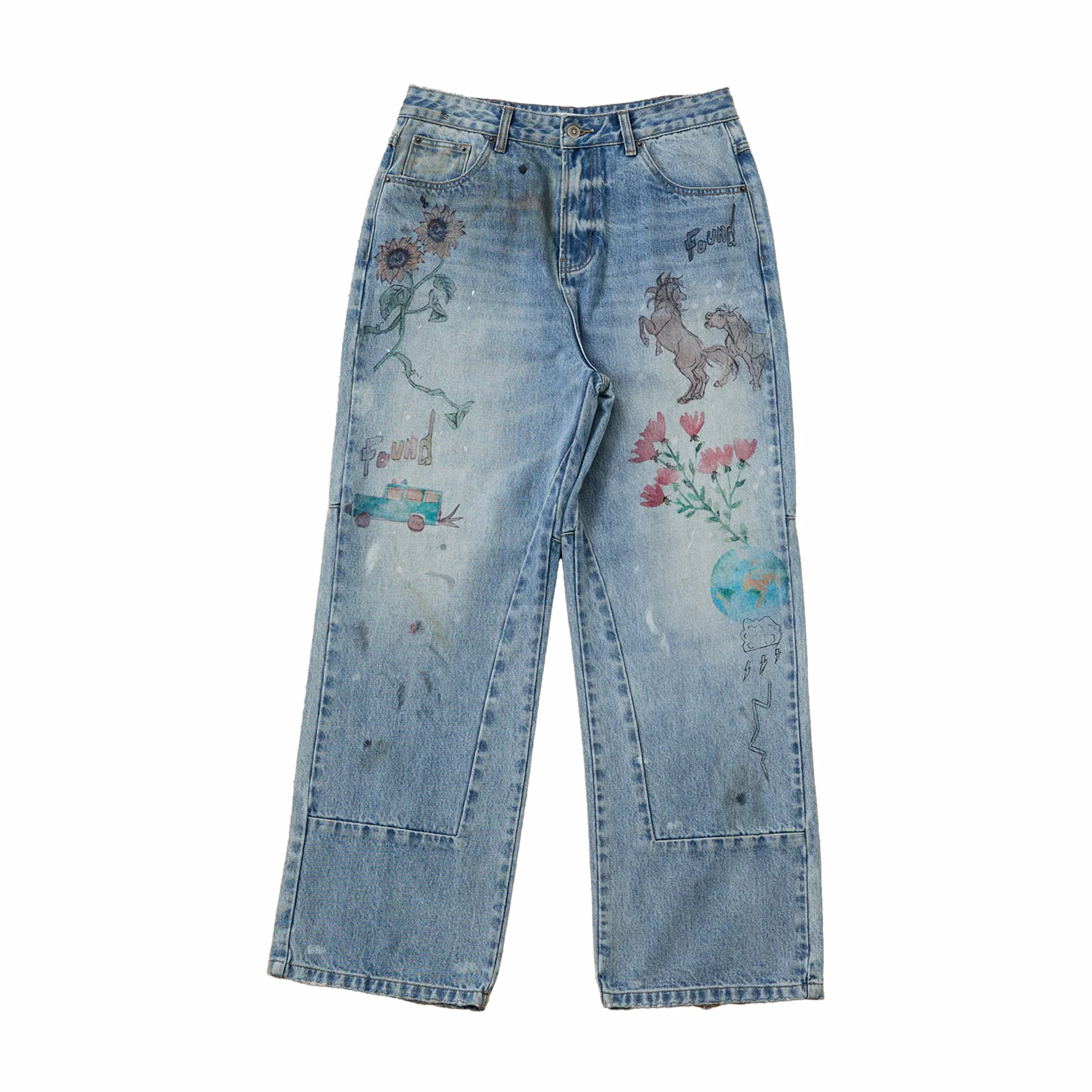Found Hand Art Jeans (Light Vintage Blue)