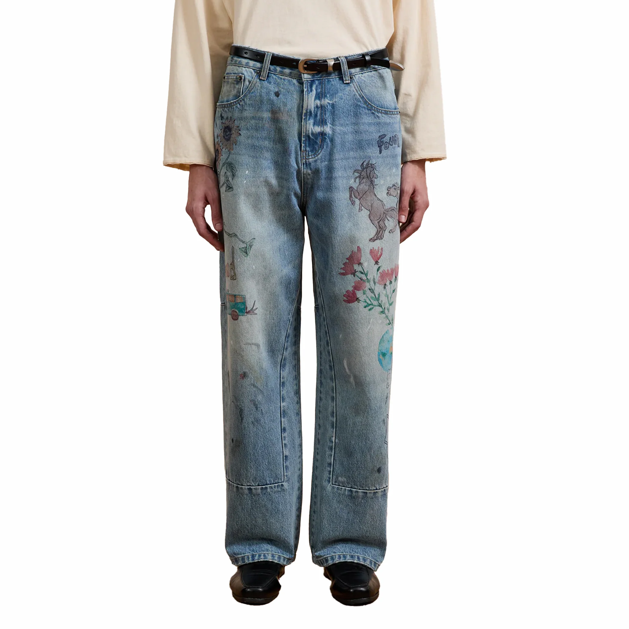 Found Hand Art Jeans (Light Vintage Blue) - Image 4