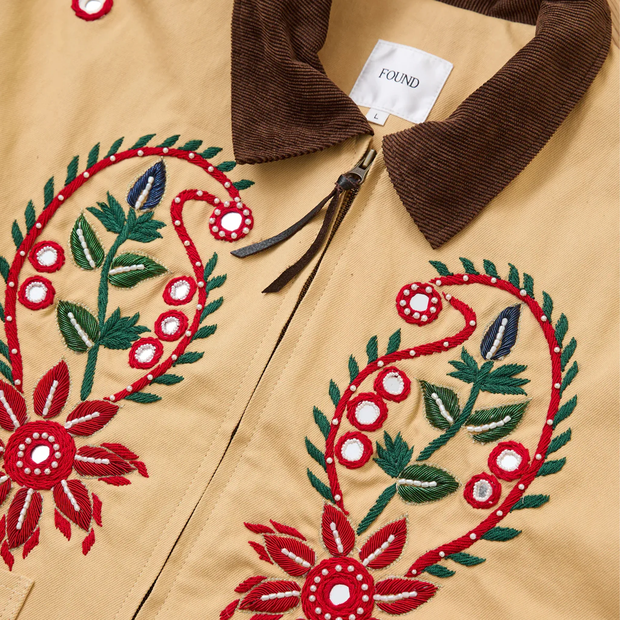 Found Hand Embroidered Paisley Motif Work Jacket (Vintage Sand) - Image 3