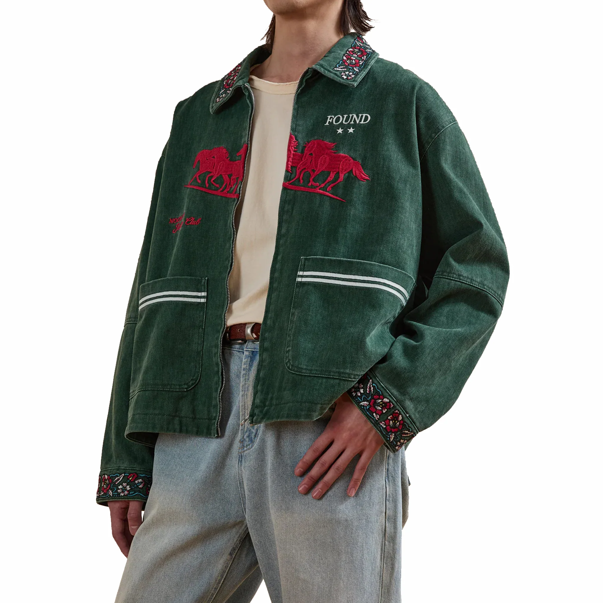 Found Jockey Club Embroidered Work Jacket (Vintage Forest) - Image 5