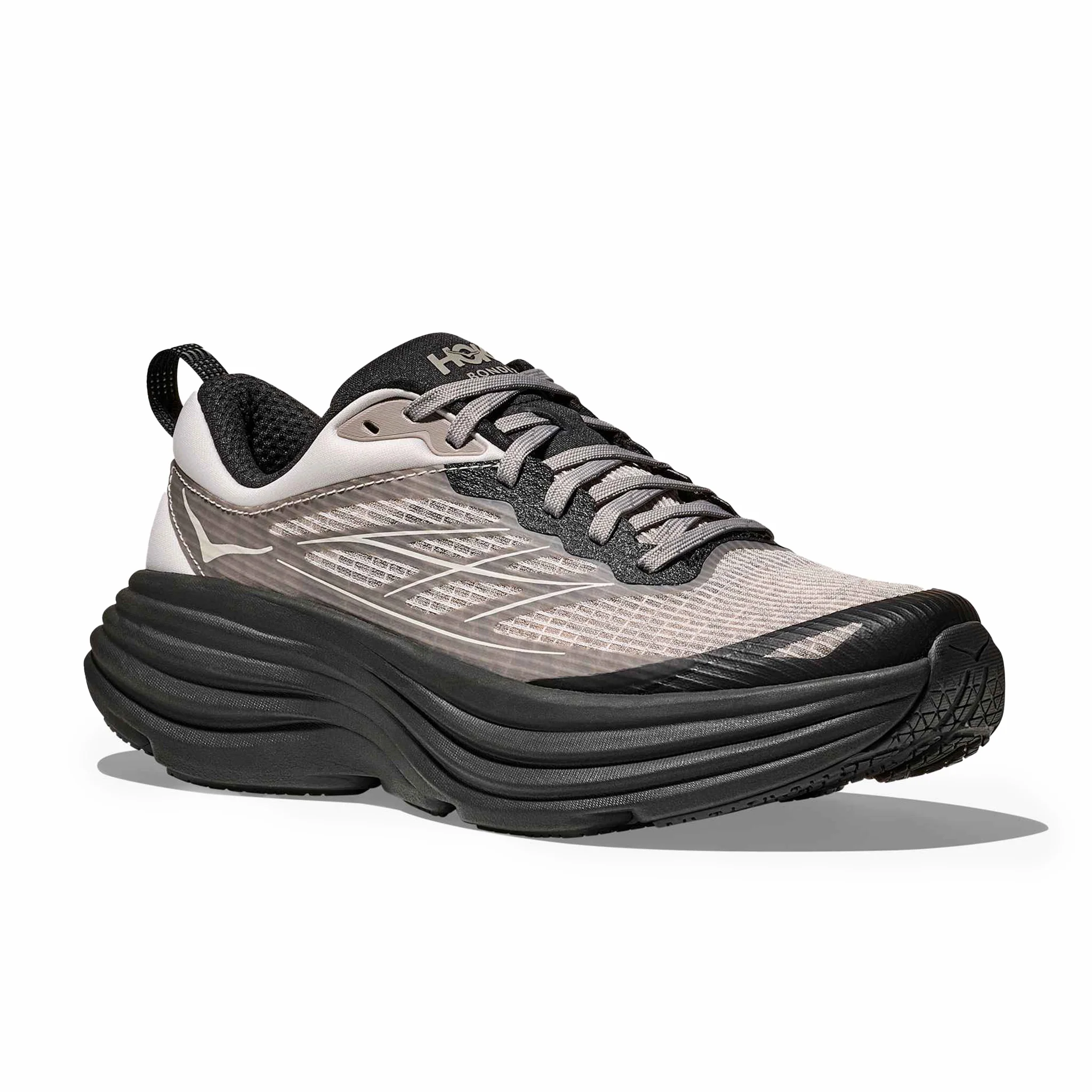 Hoka Men's Bondi 8 TS Caged (Grout/Carbon Black) - Image 2
