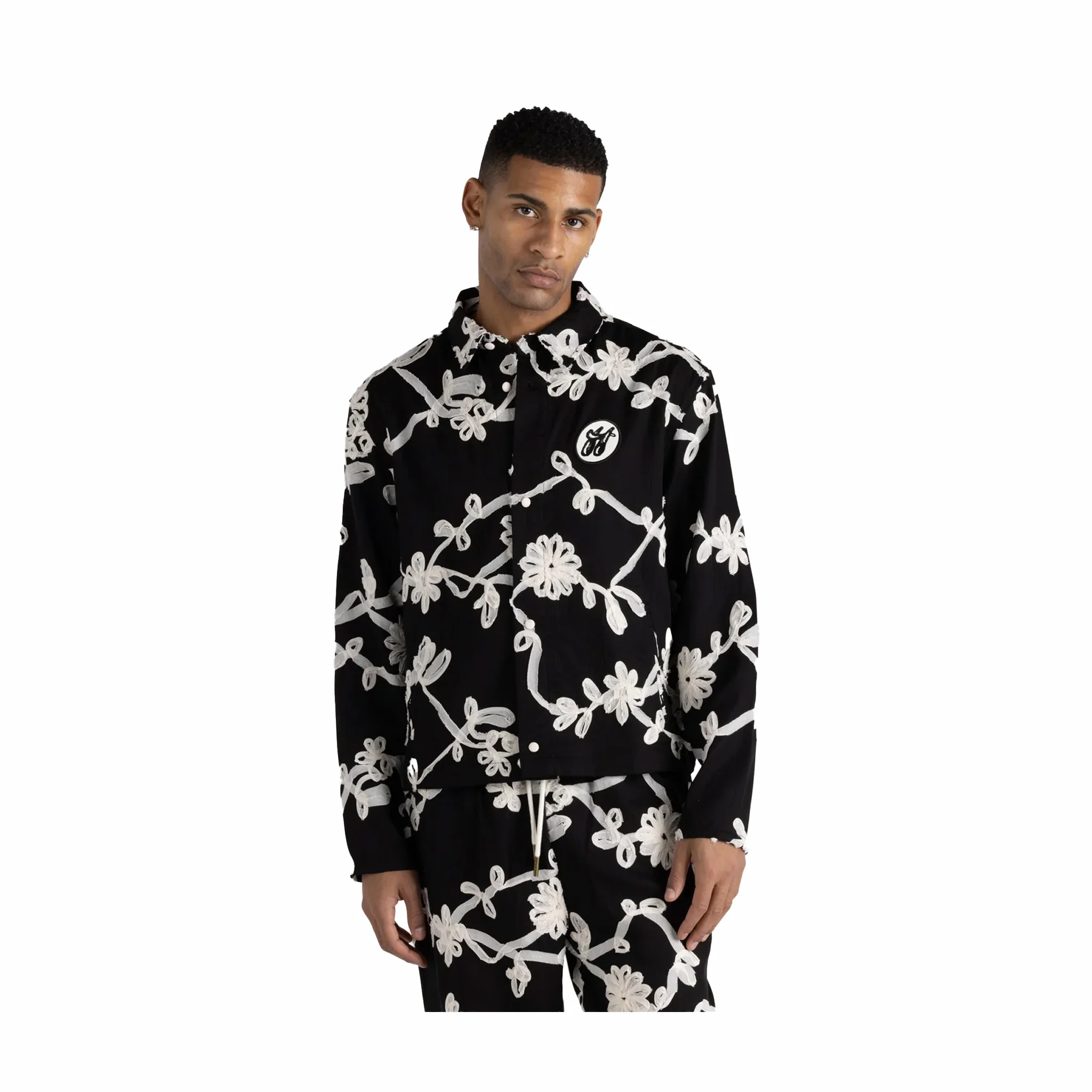 Honor The Gift Floral Ribbon Button Up (Black/White) - Image 3