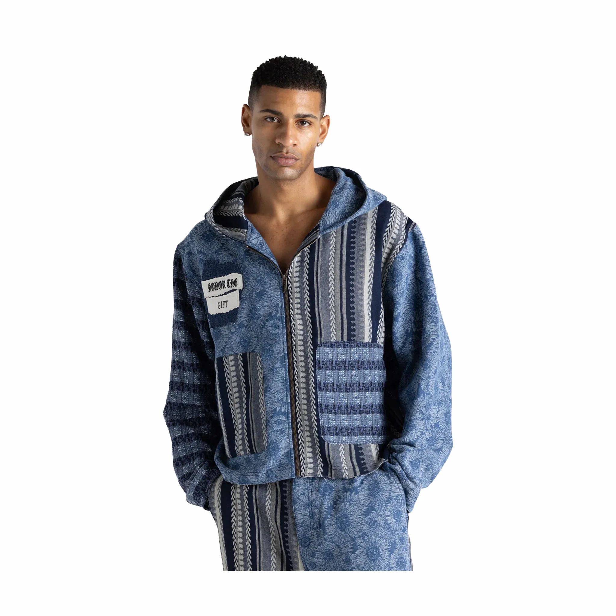 Honor The Gift Indigo Tapestry Hoodie (Indigo) - Image 4