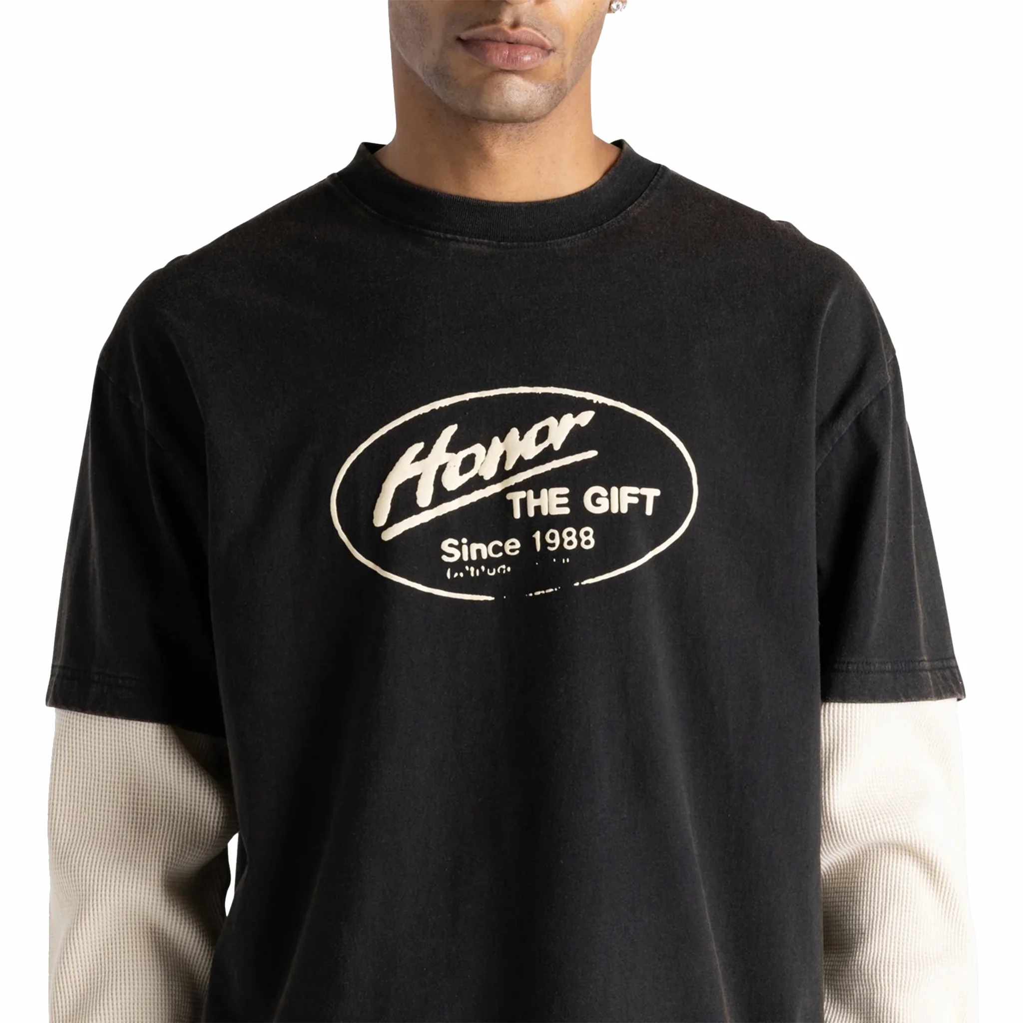 Honor The Gift Just Be Longsleeve T-Shirt (Black) - Image 2