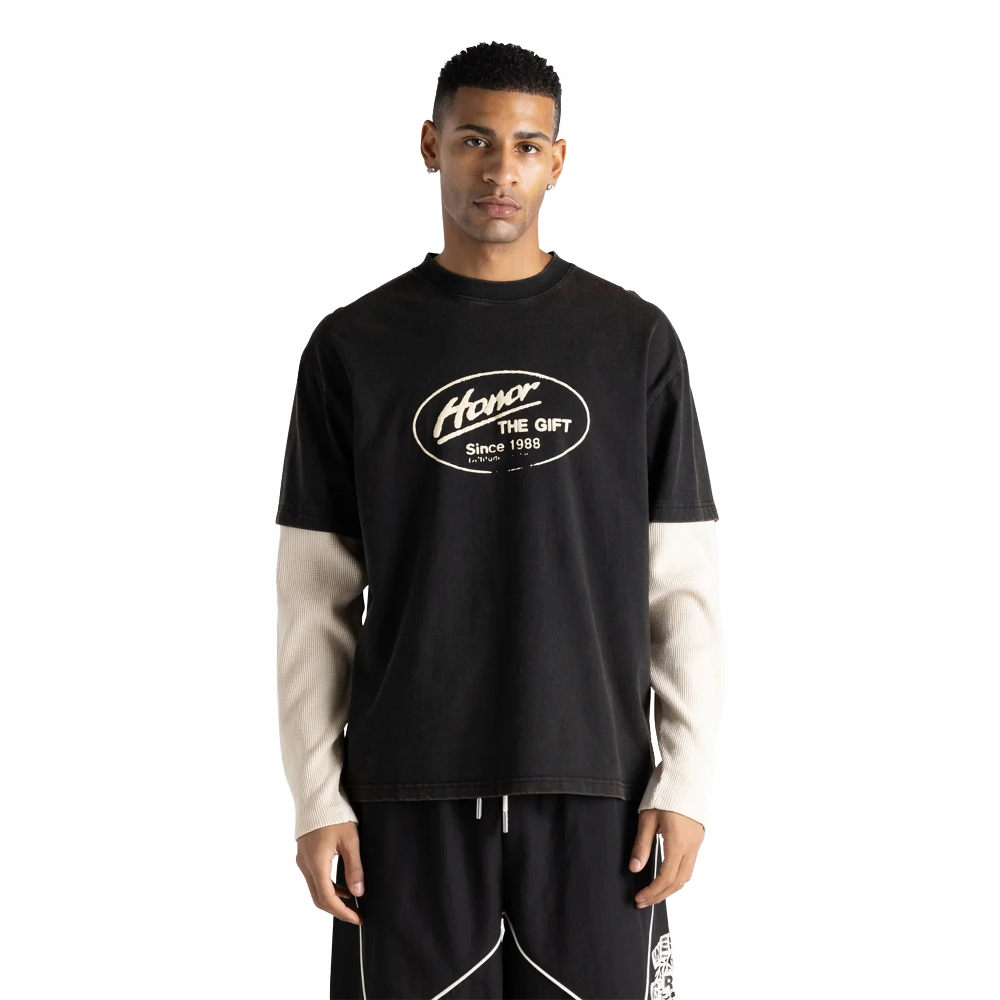 Honor The Gift Just Be Longsleeve T-Shirt (Black) - Image 4