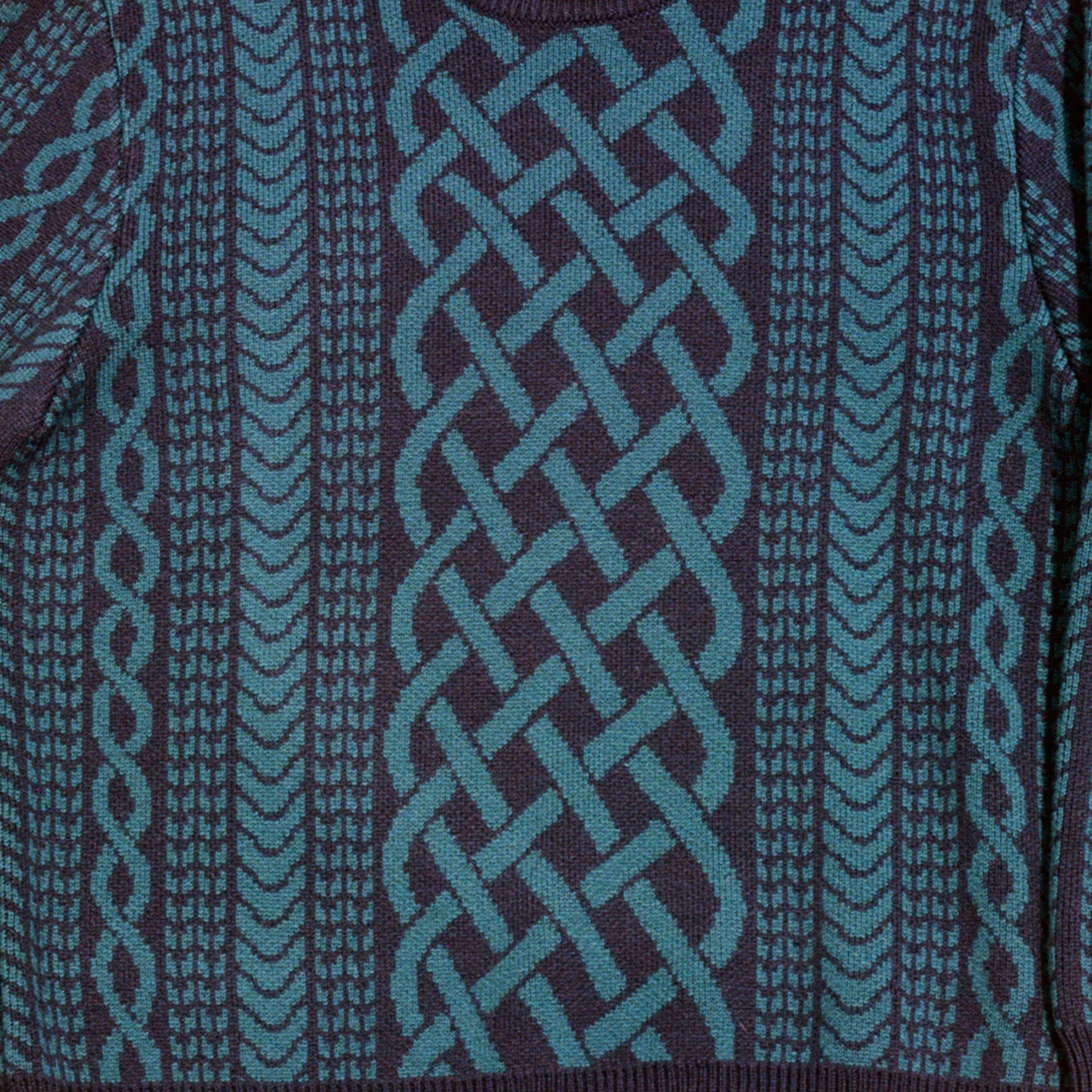 Iggy NYC Drawn Cable Knit Jacquard Sweater (Navy) - Image 2