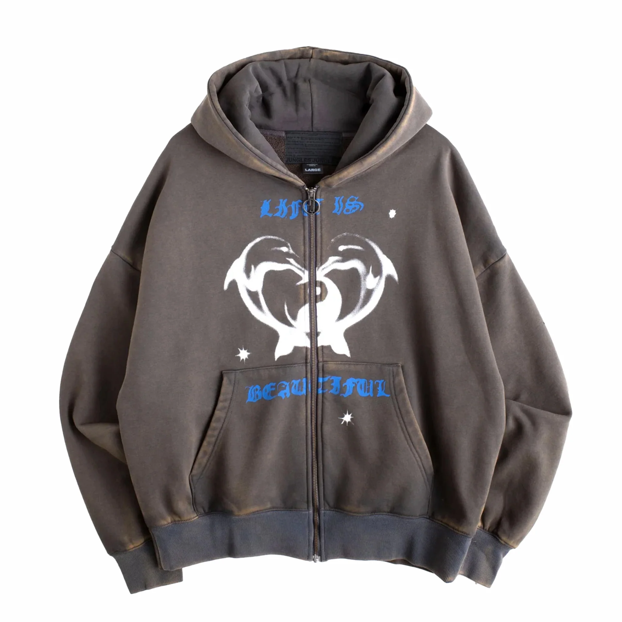 Jungles Beatiful Life Zip Hoodie (Vintage Grey)