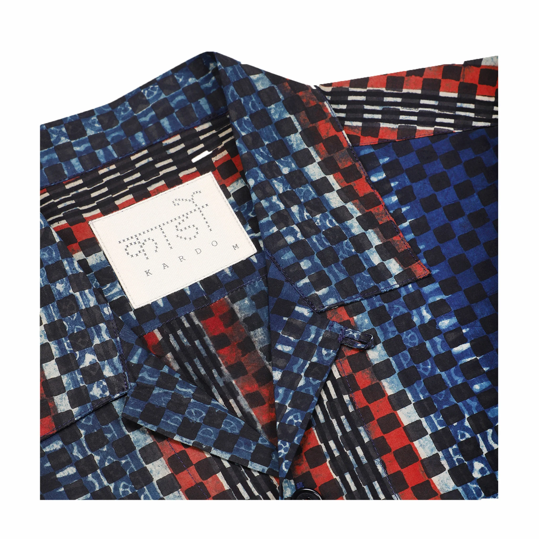 Kardo Ajrakh Rohit S/S Shirt (Blue/Red) - Image 2