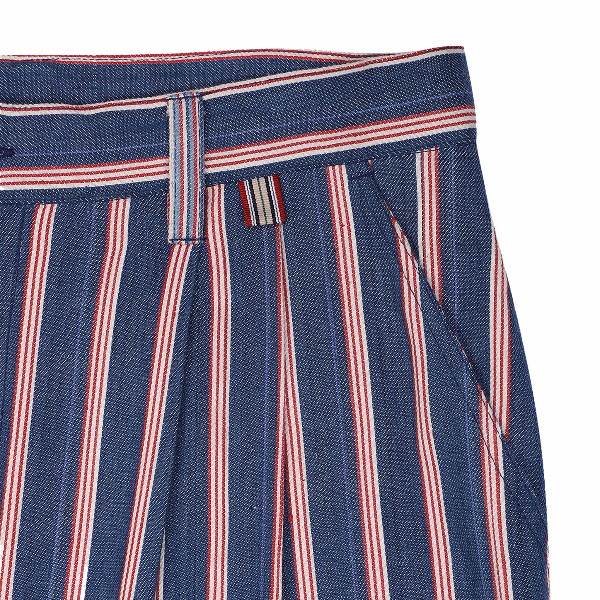 Kardo Antonio Over Sized Double Pleat Trousers (Blue/Red) - Image 2