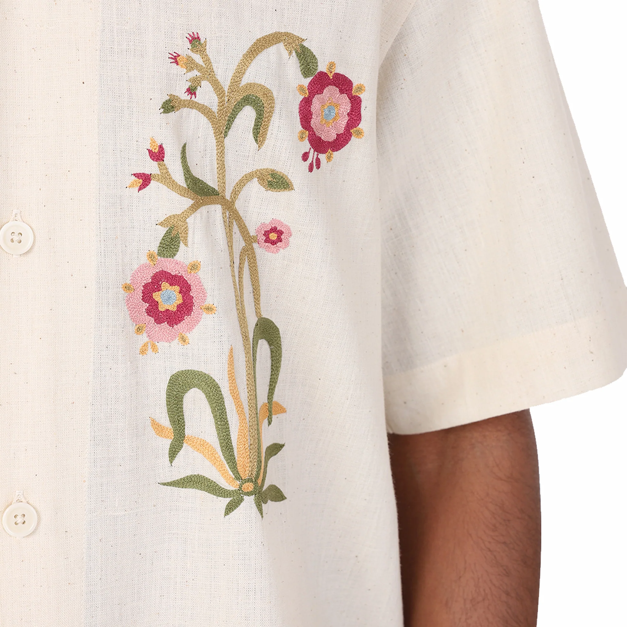 Kardo Ronen Embroidered Short Sleeve Shirt (Natural) - Image 5