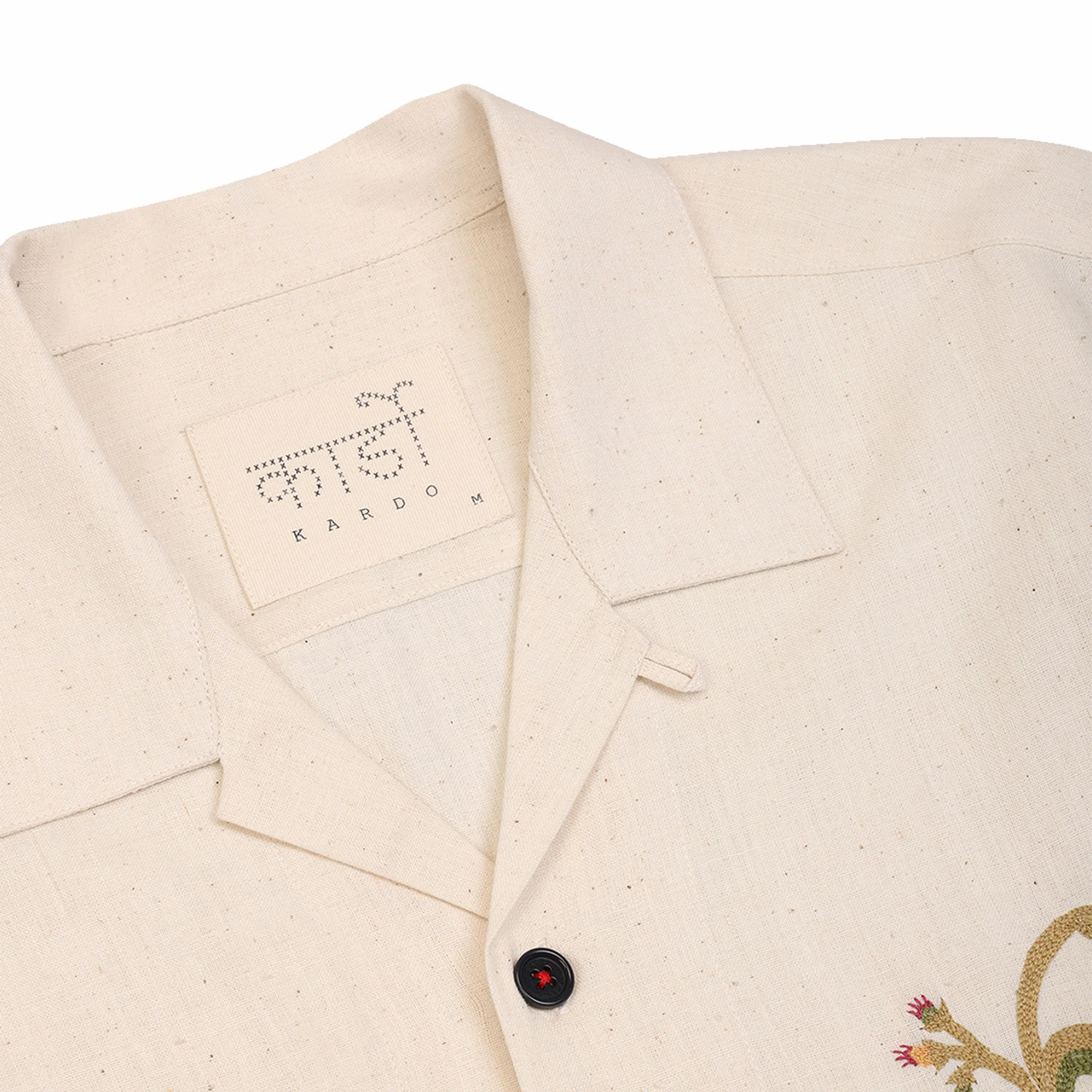 Kardo Ronen Embroidered Short Sleeve Shirt (Natural) - Image 6